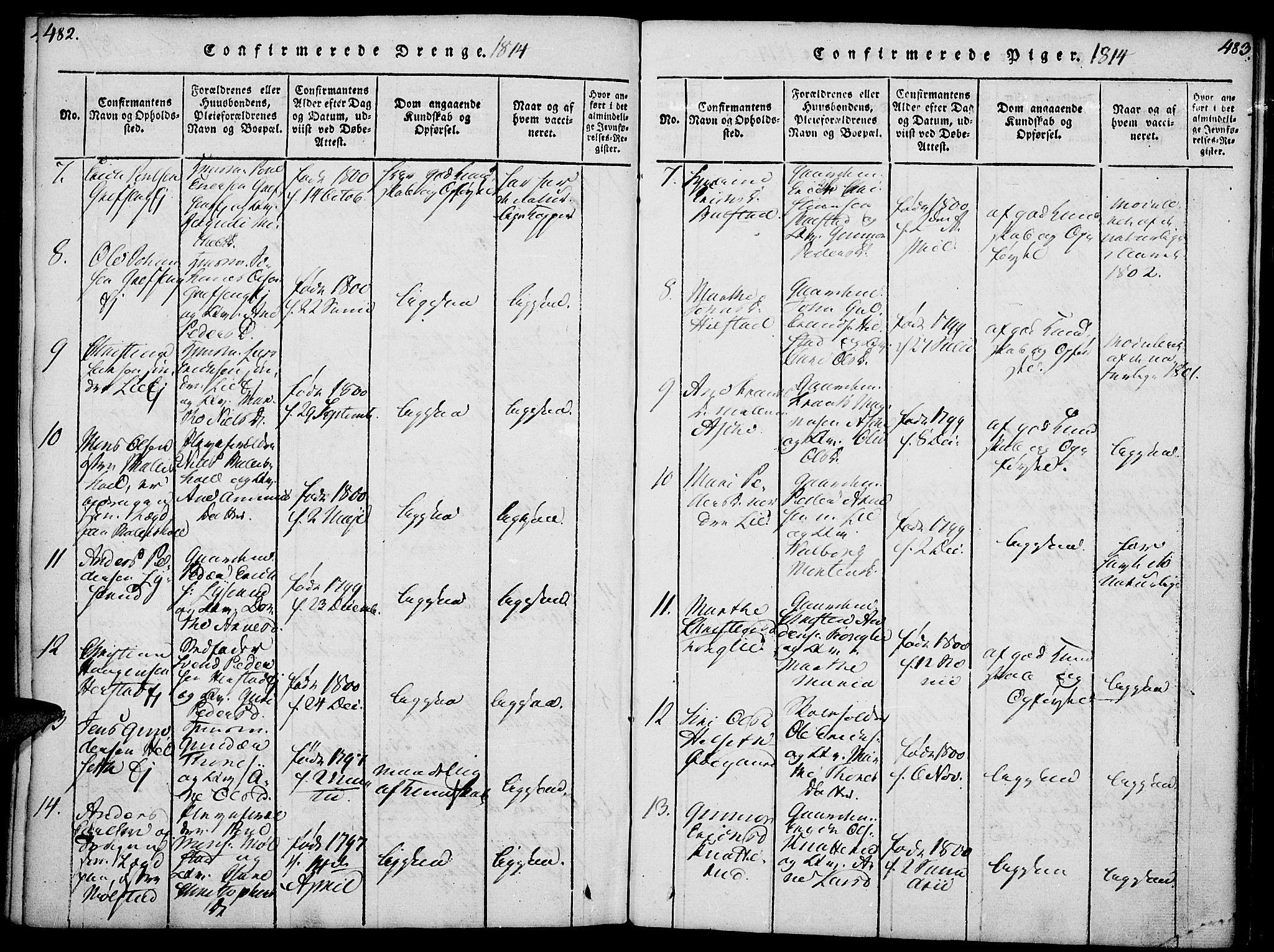 Nes prestekontor, Hedmark, SAH/PREST-020/K/Ka/L0002: Ministerialbok nr. 2, 1813-1827, s. 482-483