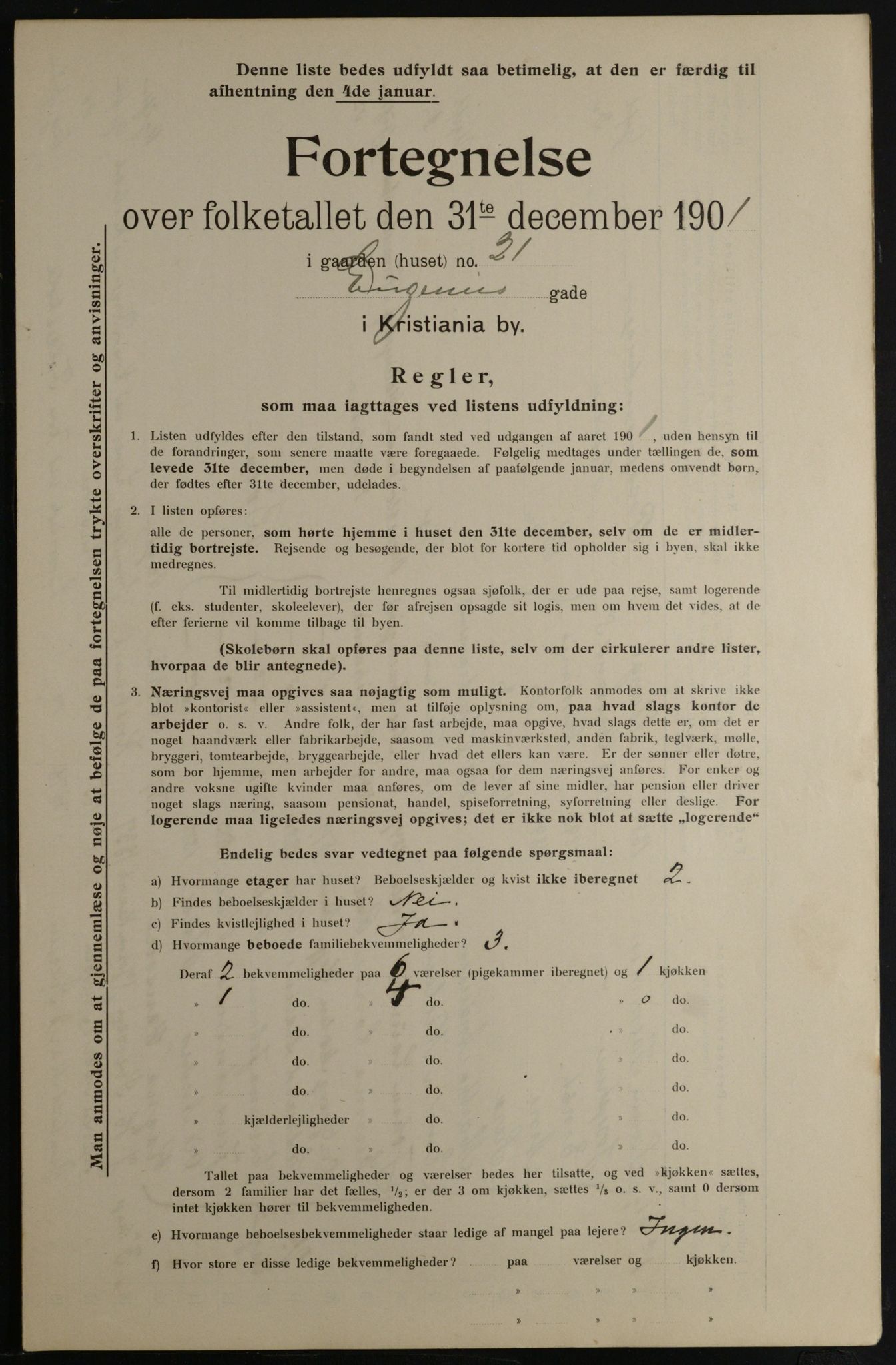 OBA, Kommunal folketelling 31.12.1901 for Kristiania kjøpstad, 1901, s. 3689