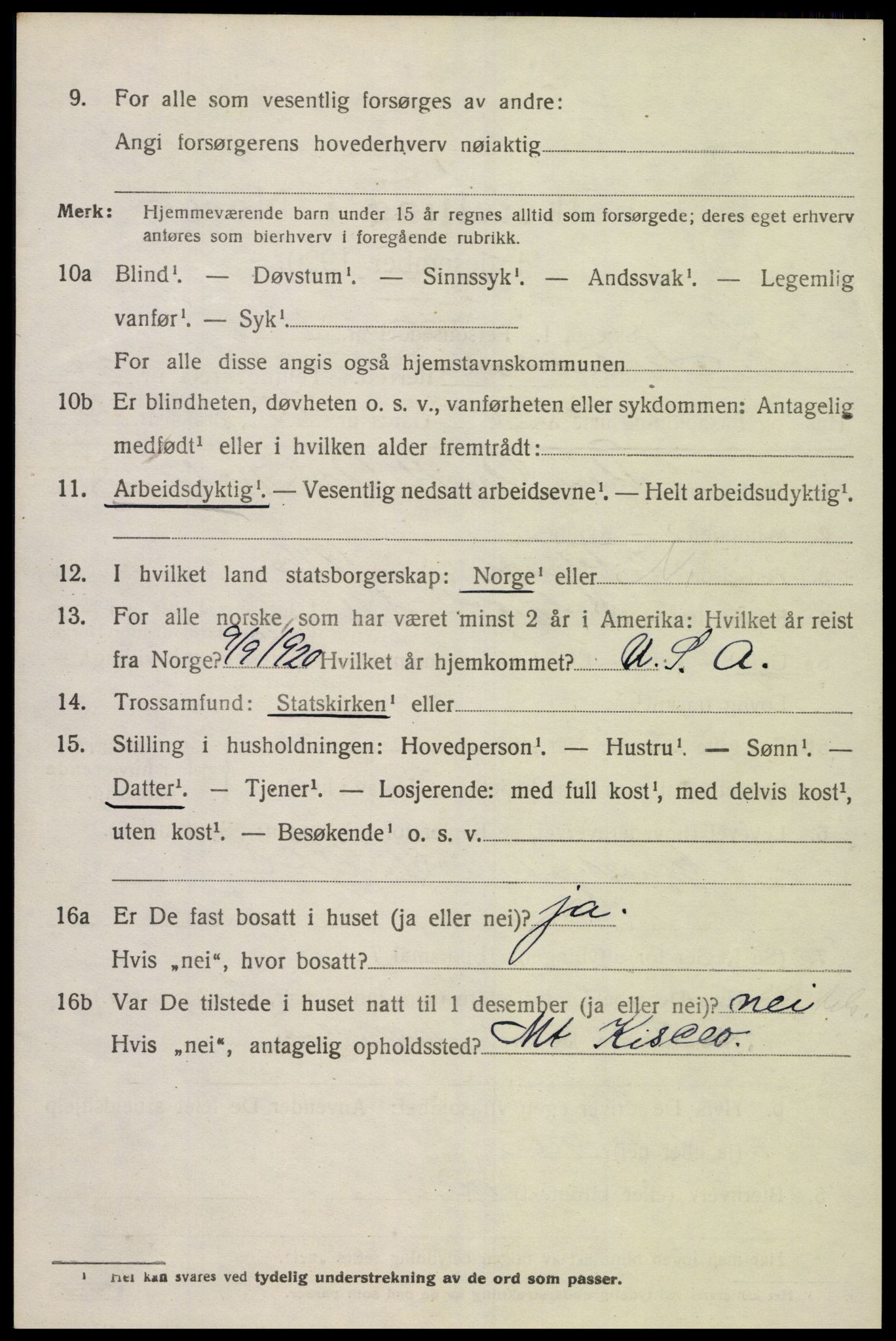 SAK, Folketelling 1920 for 1029 Sør-Audnedal herred, 1920, s. 7146