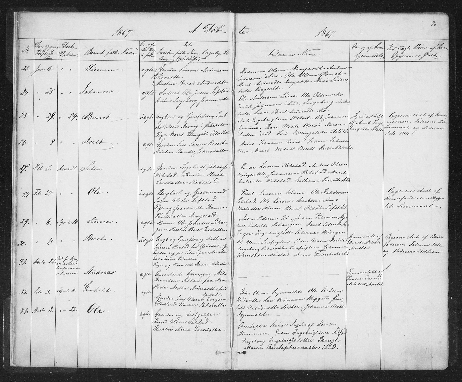 Ministerialprotokoller, klokkerbøker og fødselsregistre - Sør-Trøndelag, AV/SAT-A-1456/667/L0798: Klokkerbok nr. 667C03, 1867-1929, s. 4