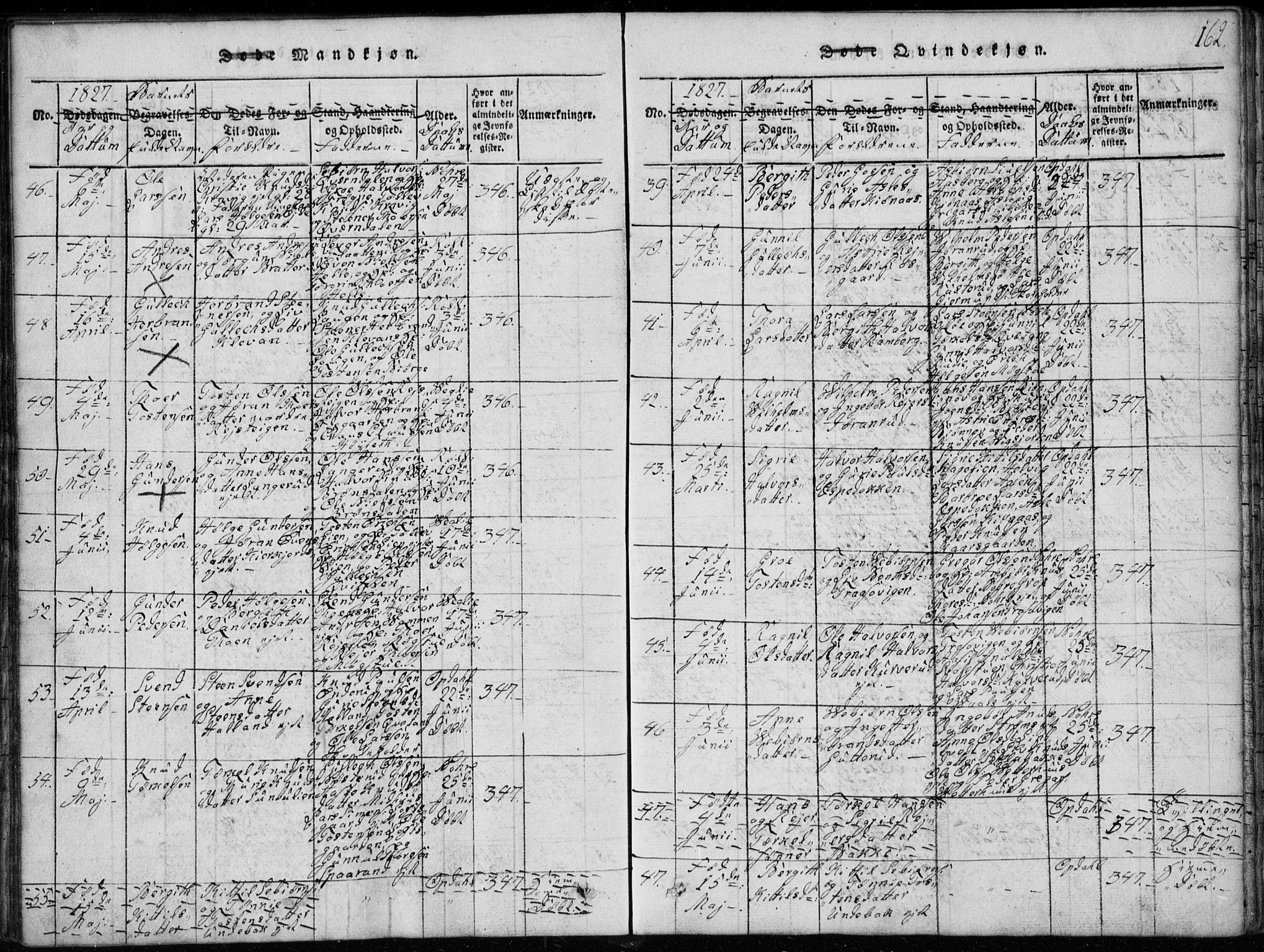 Rollag kirkebøker, AV/SAKO-A-240/G/Ga/L0001: Klokkerbok nr. I 1, 1814-1831, s. 162