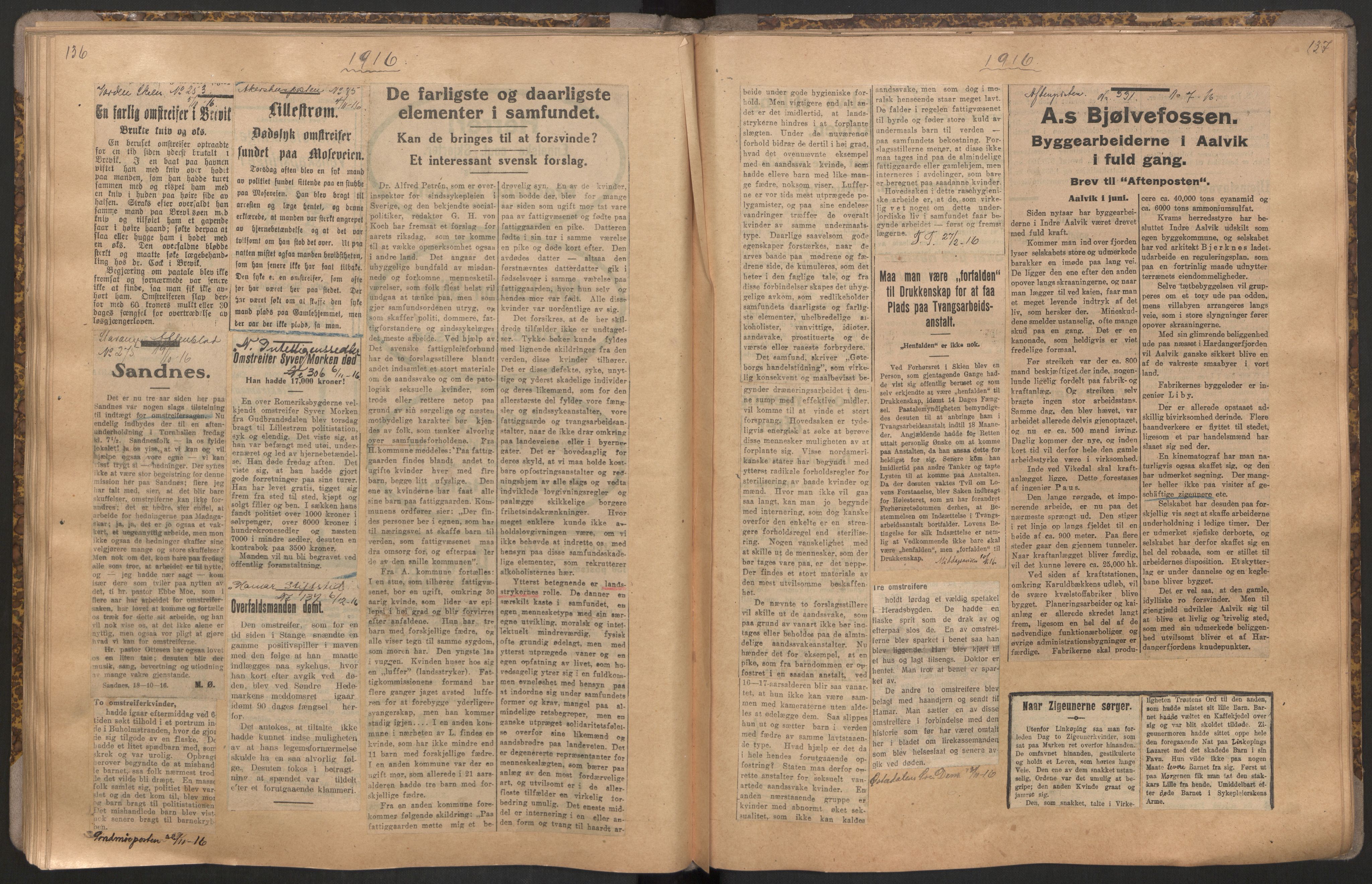 Norsk Misjon Blant Hjemløse, RA/PA-0793/F/Fv/L0534: Utklipp, 1897-1919, s. 136-137