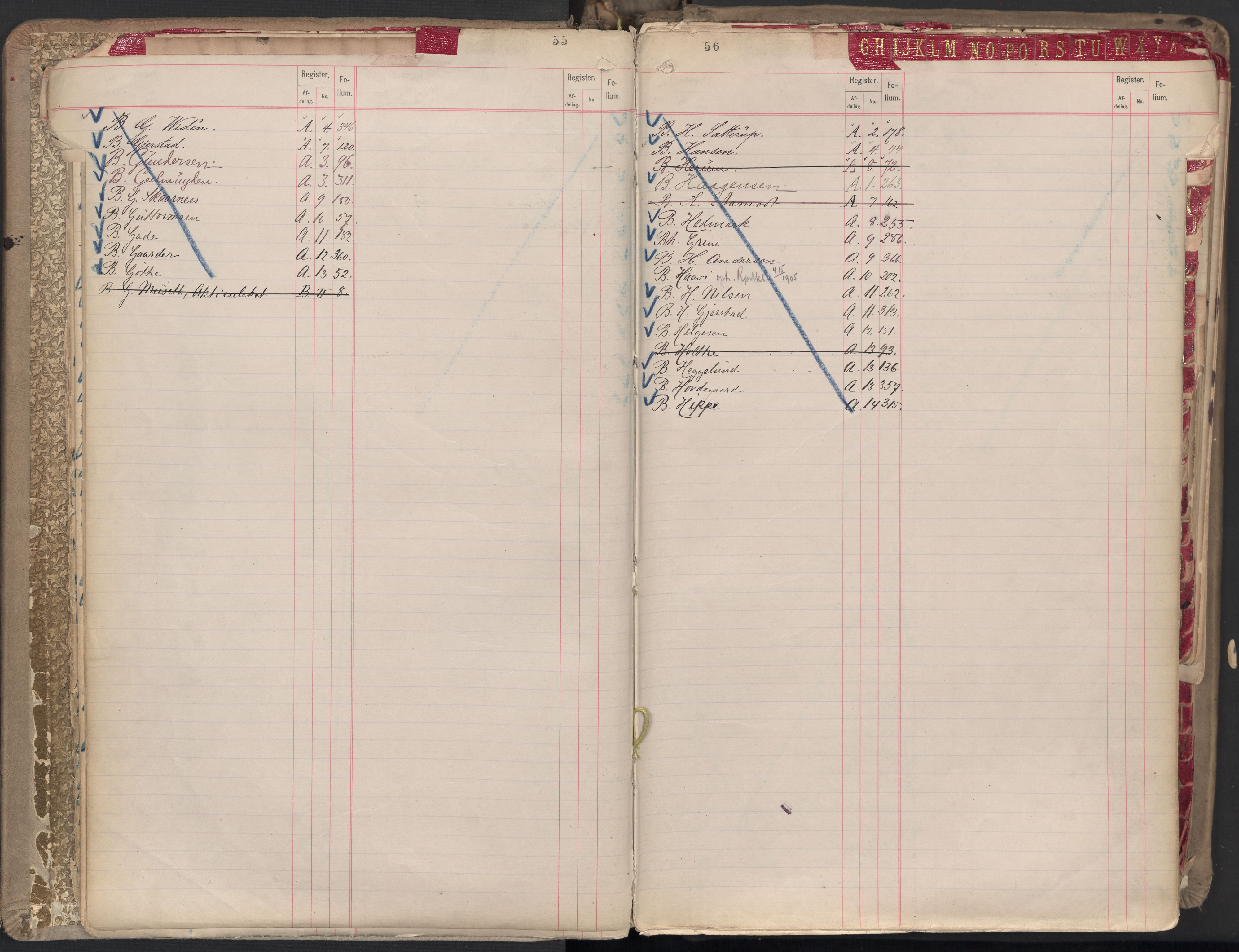 Oslo byfogd avd. II, AV/SAO-A-10942/G/Ga/Gaa/L0001: Firmaregister: A 1-15, B 1-4, C 1, 1890, s. 55-56