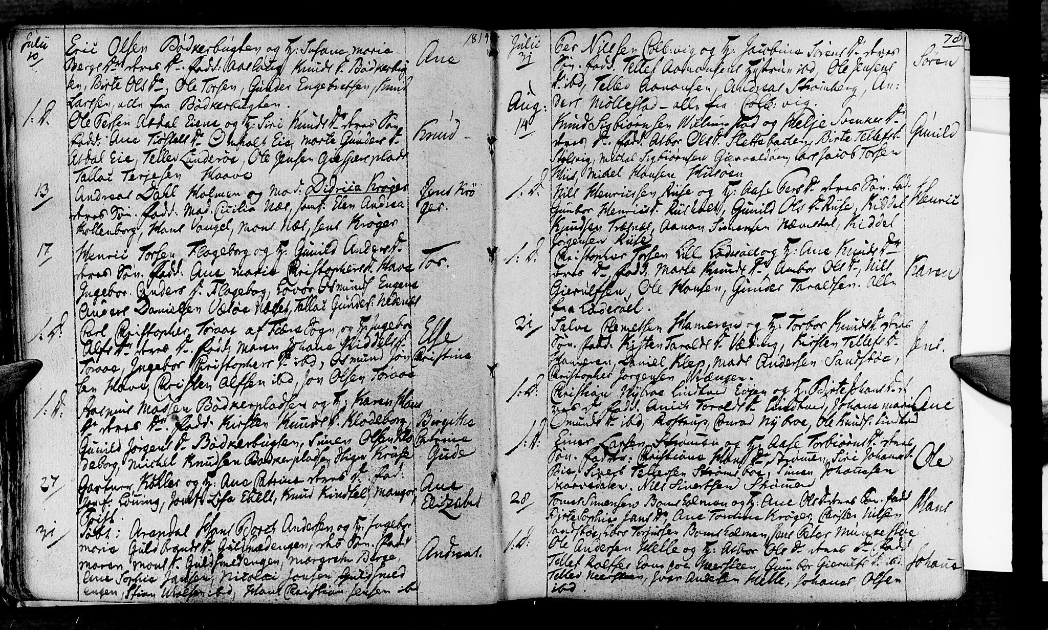 Øyestad sokneprestkontor, AV/SAK-1111-0049/F/Fa/L0011: Ministerialbok nr. A 11, 1805-1824, s. 78