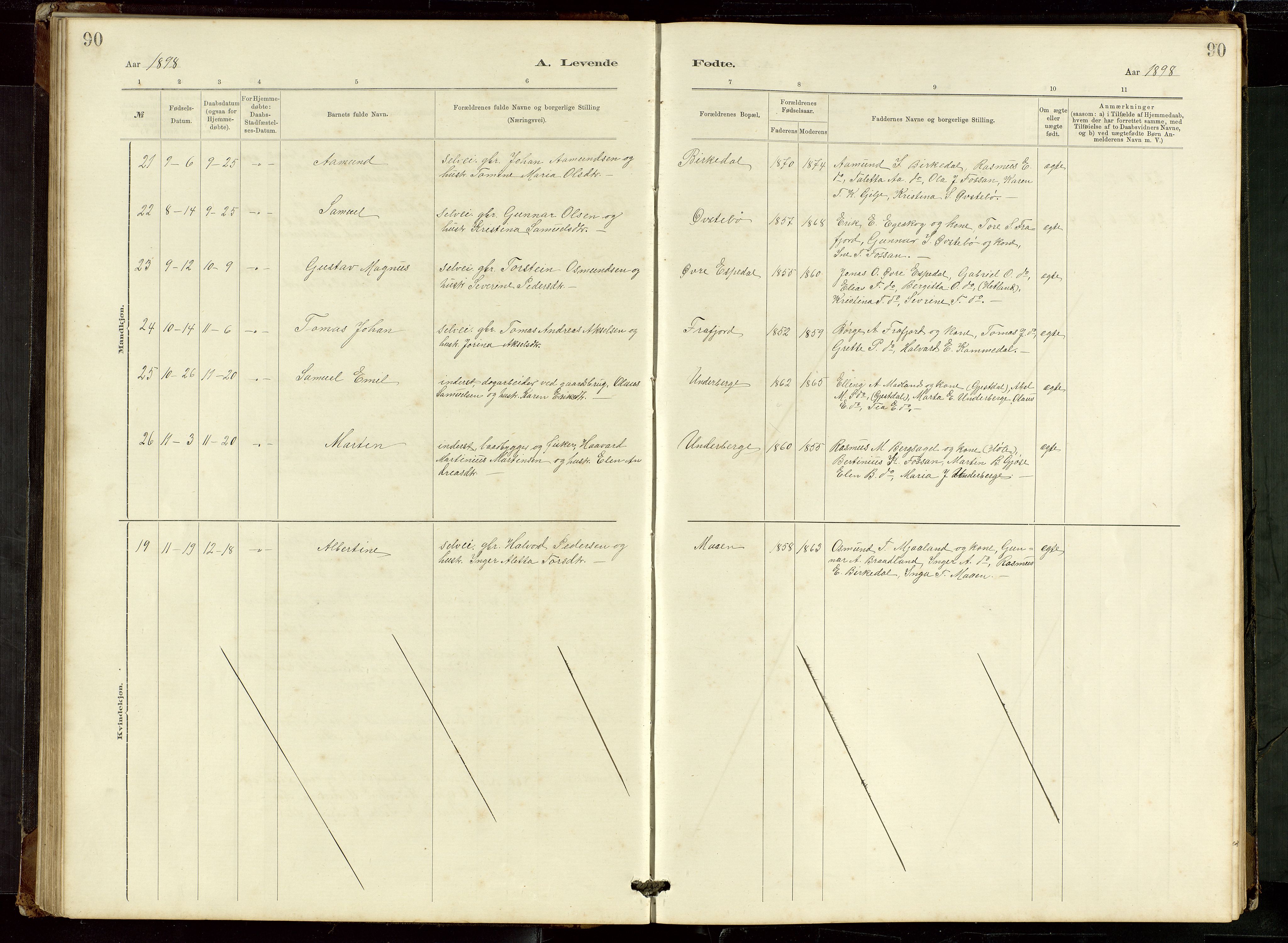 Høgsfjord sokneprestkontor, AV/SAST-A-101624/H/Ha/Hab/L0009: Klokkerbok nr. B 9, 1883-1920, s. 90