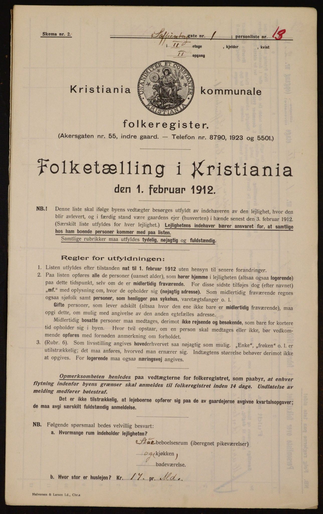 OBA, Kommunal folketelling 1.2.1912 for Kristiania, 1912, s. 98434