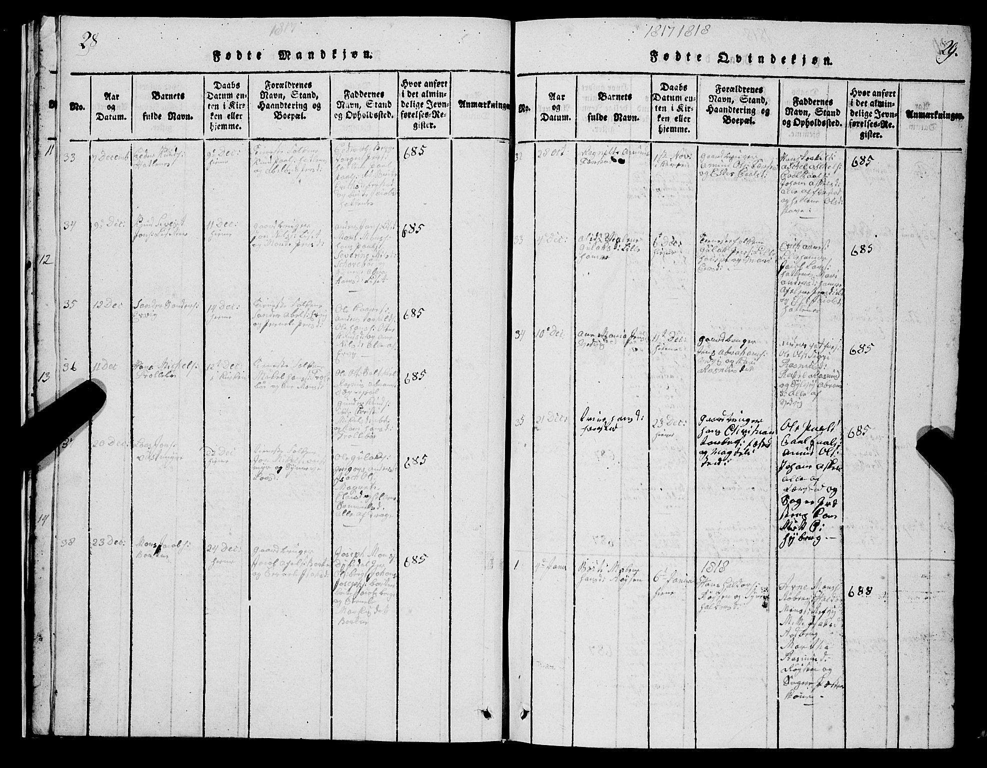 Selje sokneprestembete, SAB/A-99938/H/Ha/Hab/Haba: Klokkerbok nr. A 1, 1816-1828, s. 28-29