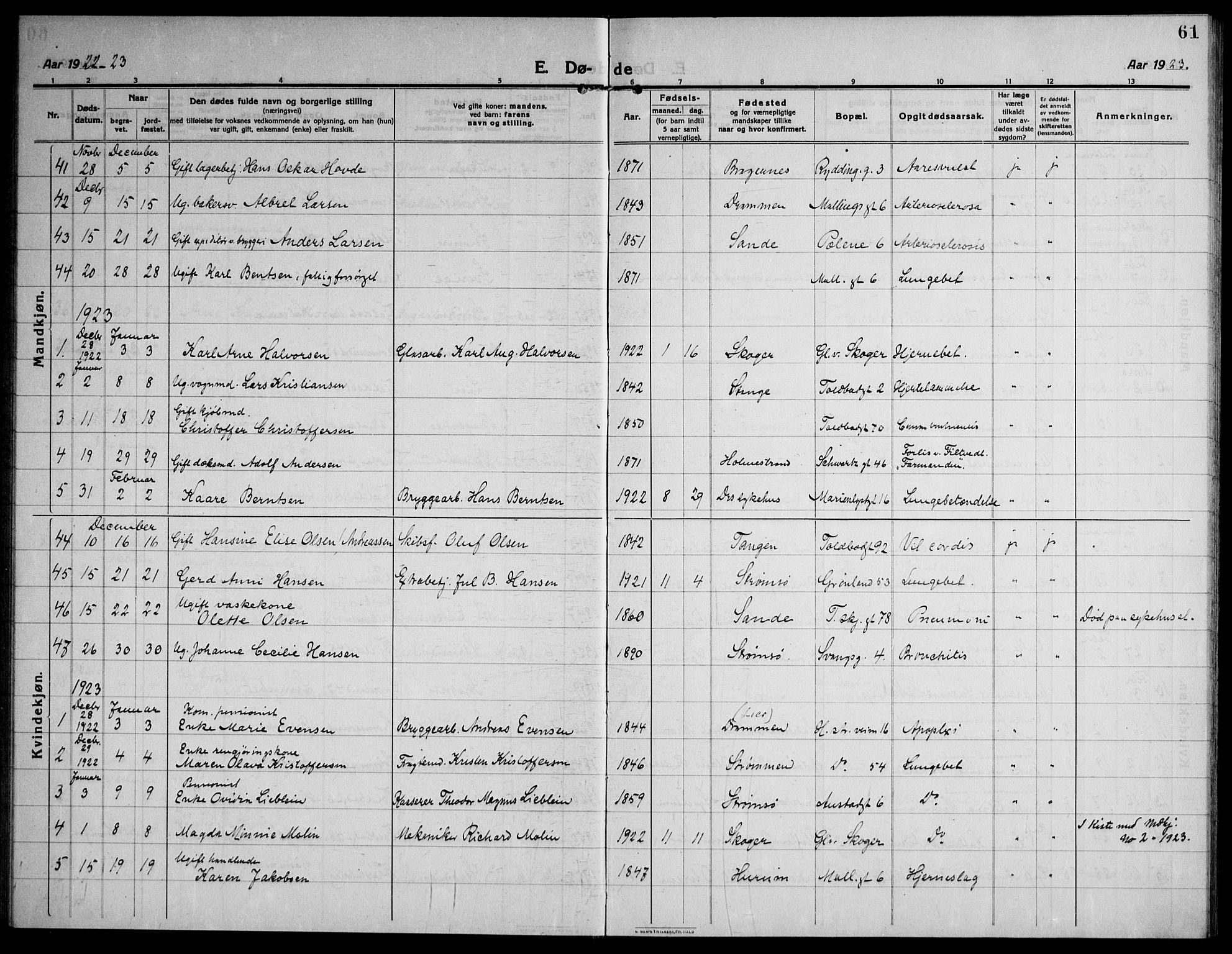 Strømsø kirkebøker, AV/SAKO-A-246/F/Fa/L0028: Ministerialbok nr. I 29, 1914-1937, s. 61