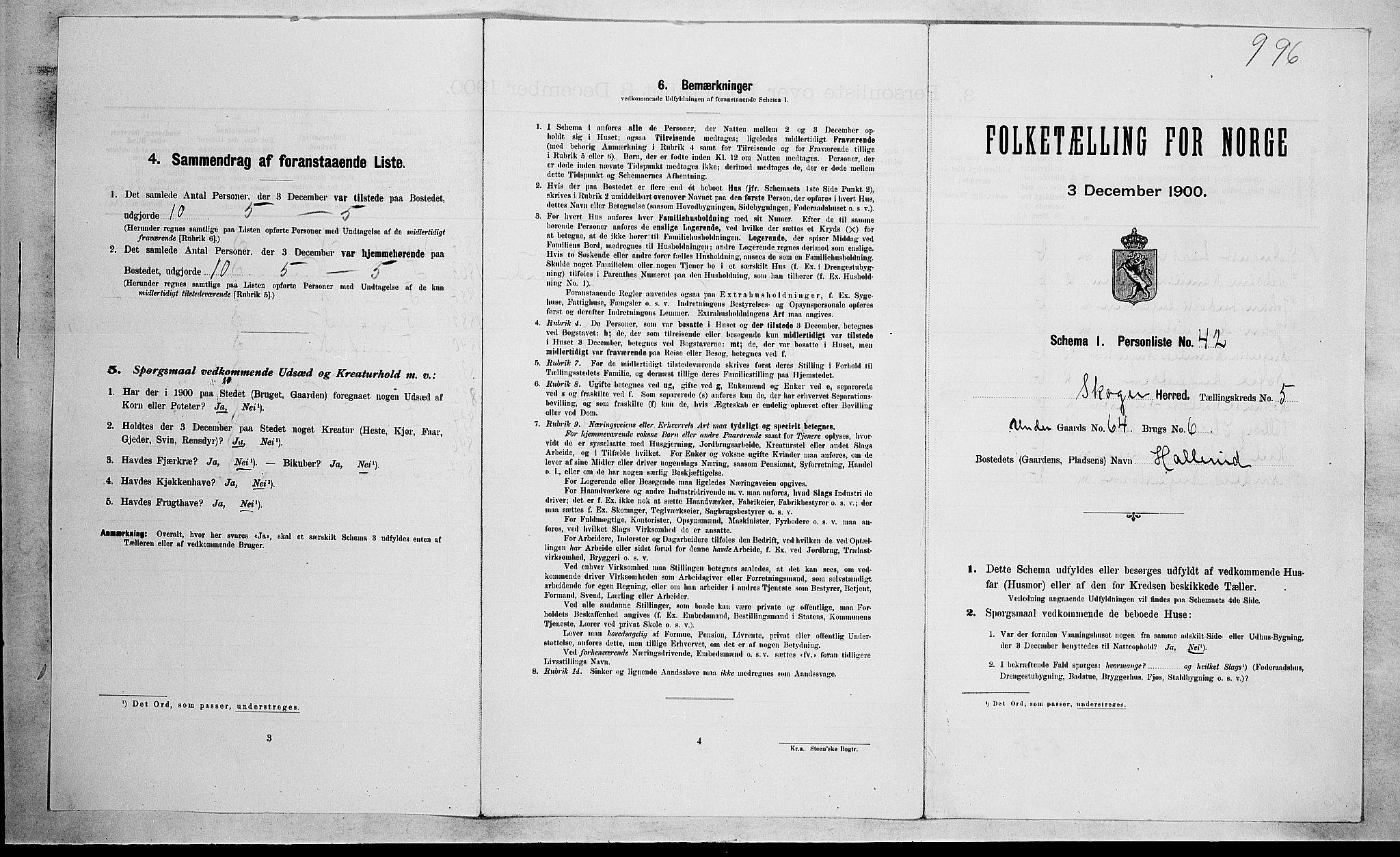 RA, Folketelling 1900 for 0712 Skoger herred, 1900, s. 882