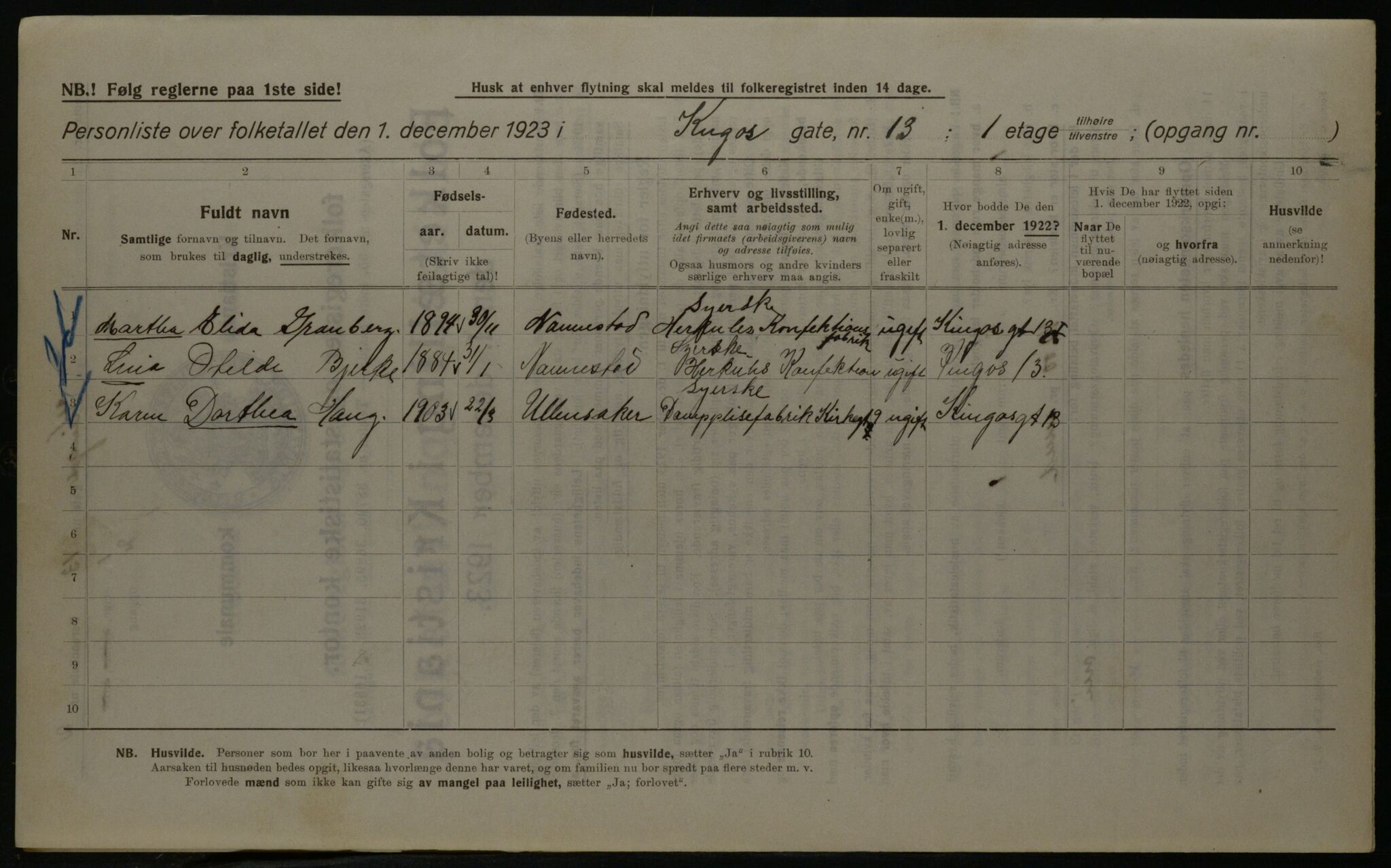 OBA, Kommunal folketelling 1.12.1923 for Kristiania, 1923, s. 55505