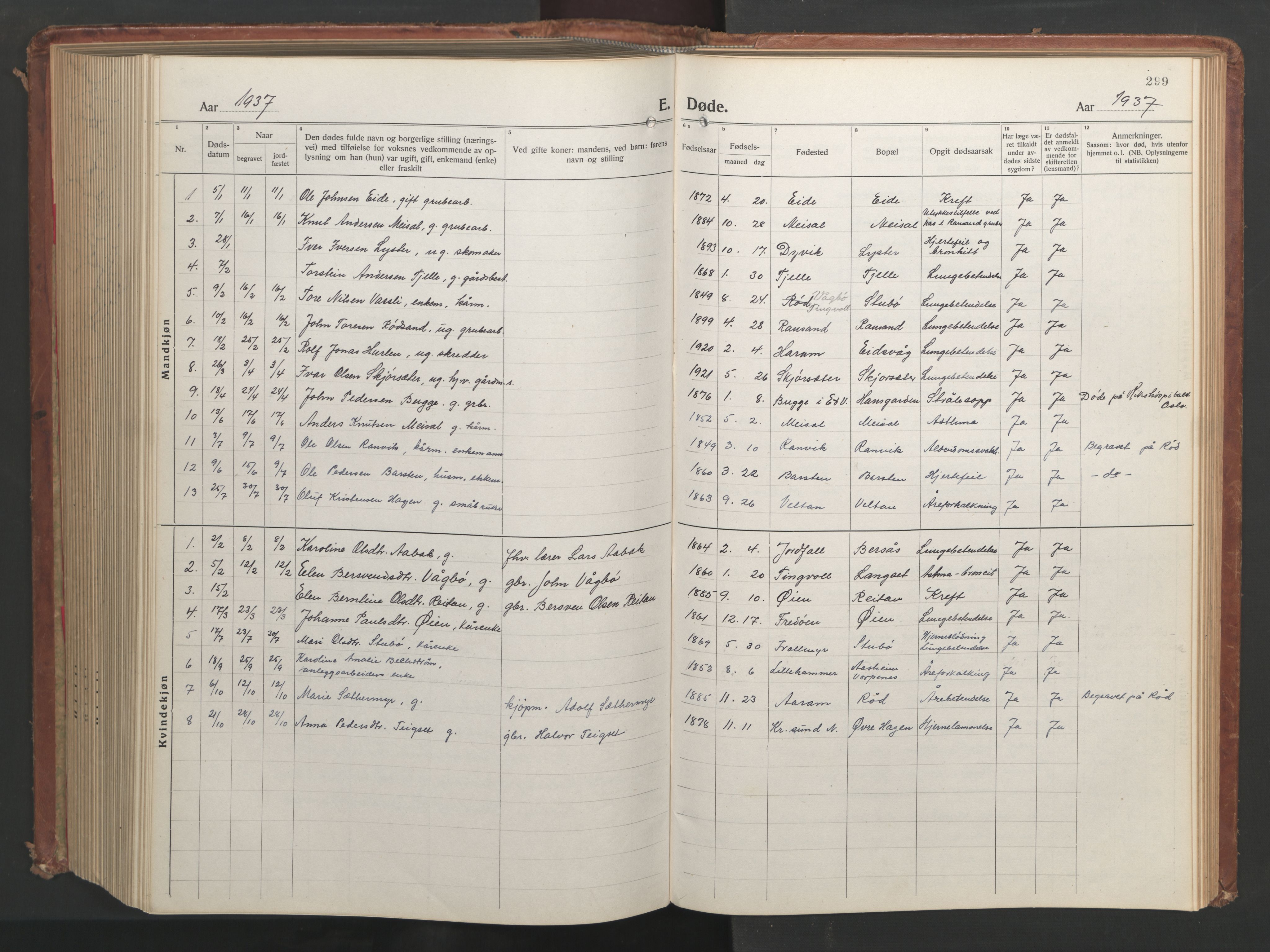 Ministerialprotokoller, klokkerbøker og fødselsregistre - Møre og Romsdal, AV/SAT-A-1454/551/L0633: Klokkerbok nr. 551C05, 1921-1961, s. 299