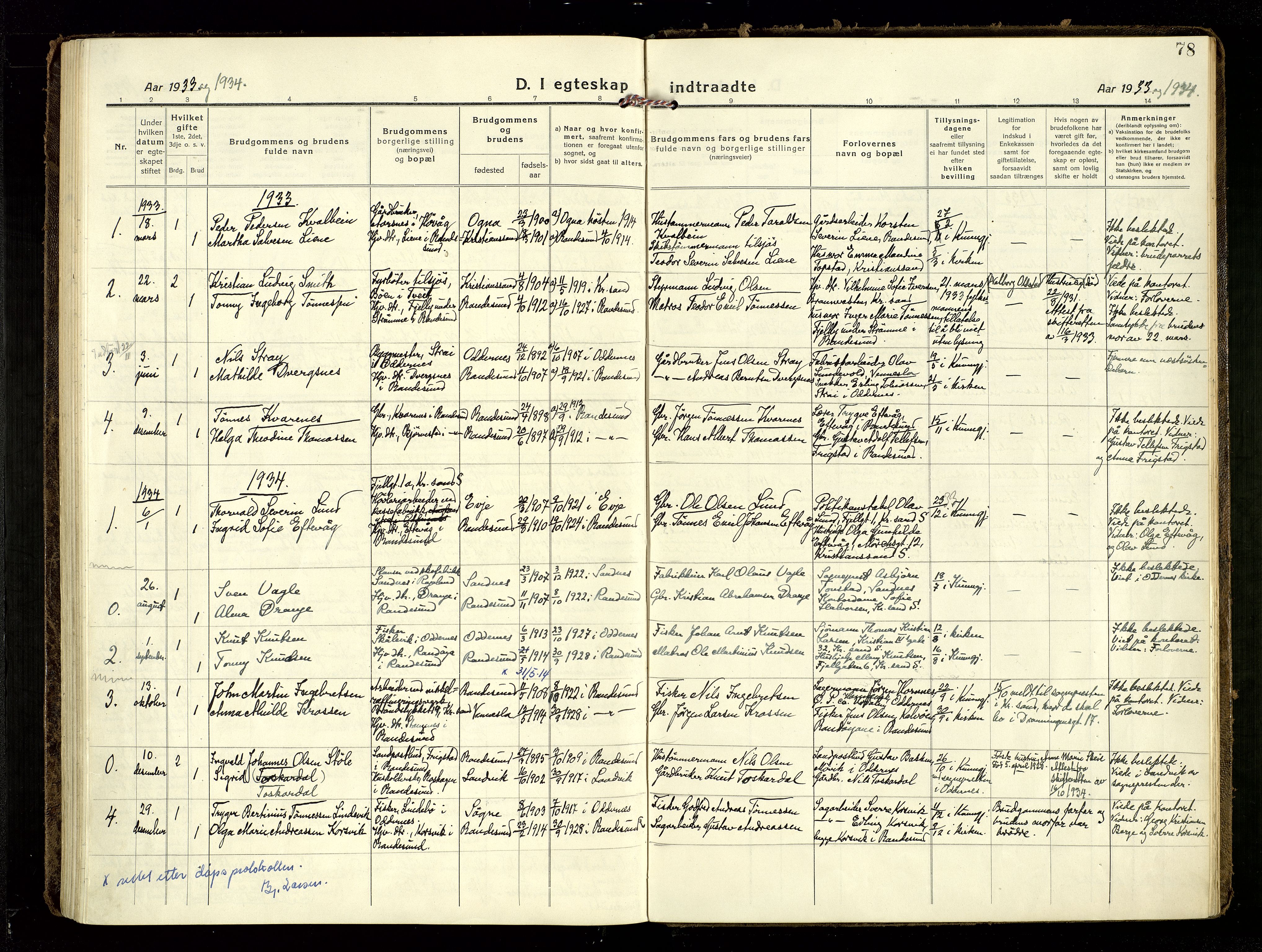 Oddernes sokneprestkontor, AV/SAK-1111-0033/F/Fa/Fab/L0004: Ministerialbok nr. A 4, 1916-1935, s. 78