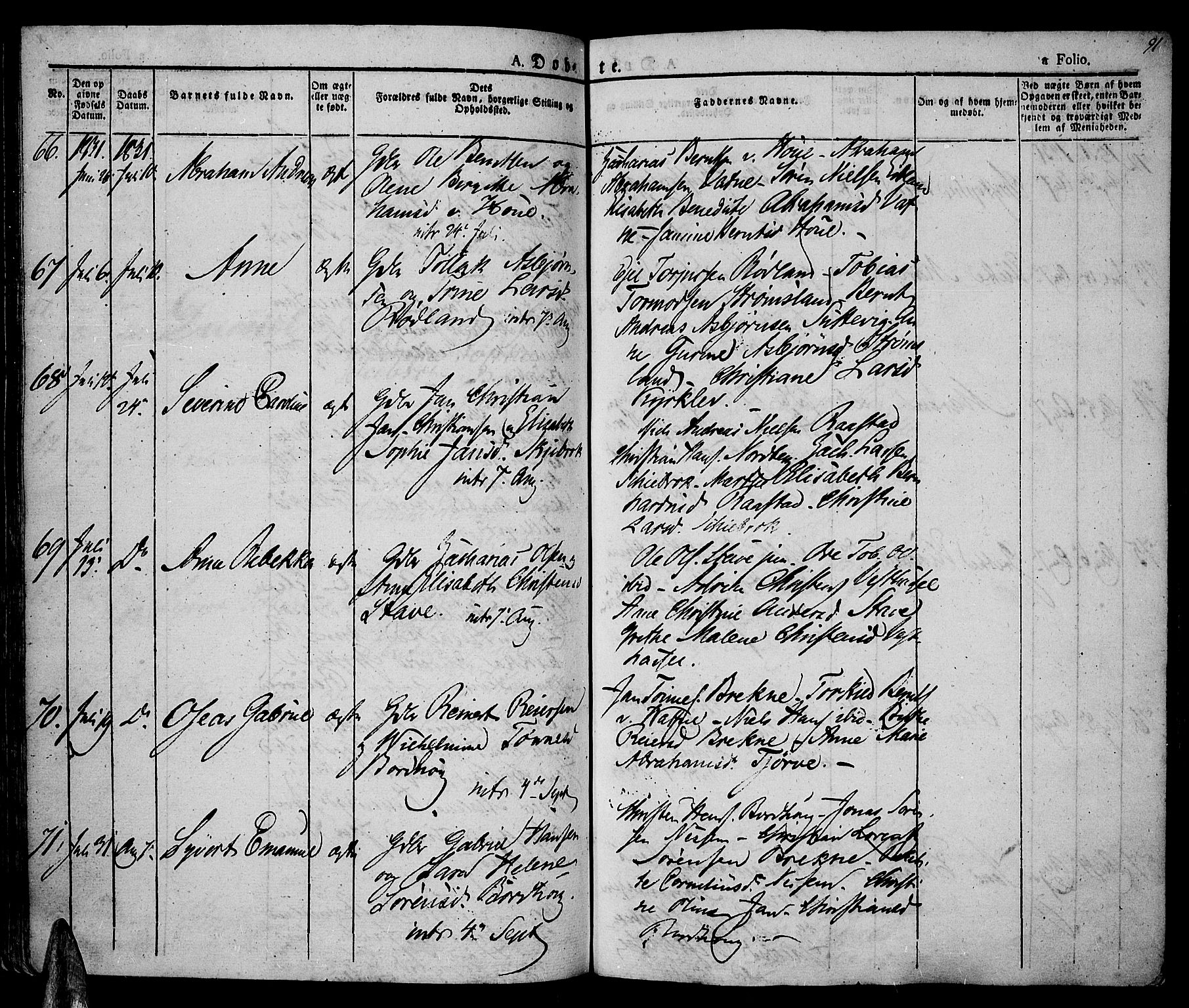 Lista sokneprestkontor, AV/SAK-1111-0027/F/Fa/L0008: Ministerialbok nr. A 8, 1823-1835, s. 91