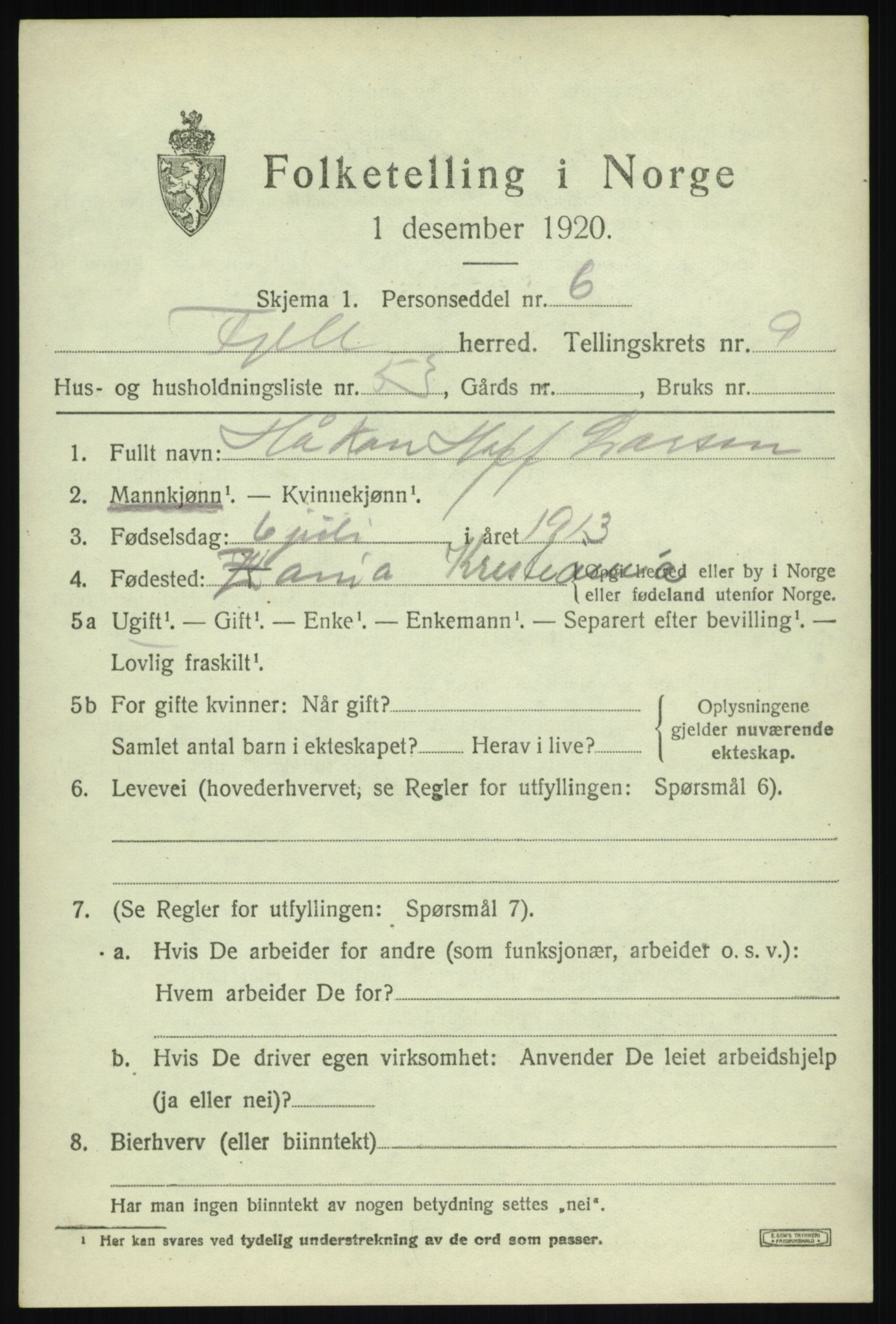 SAB, Folketelling 1920 for 1246 Fjell herred, 1920, s. 8752