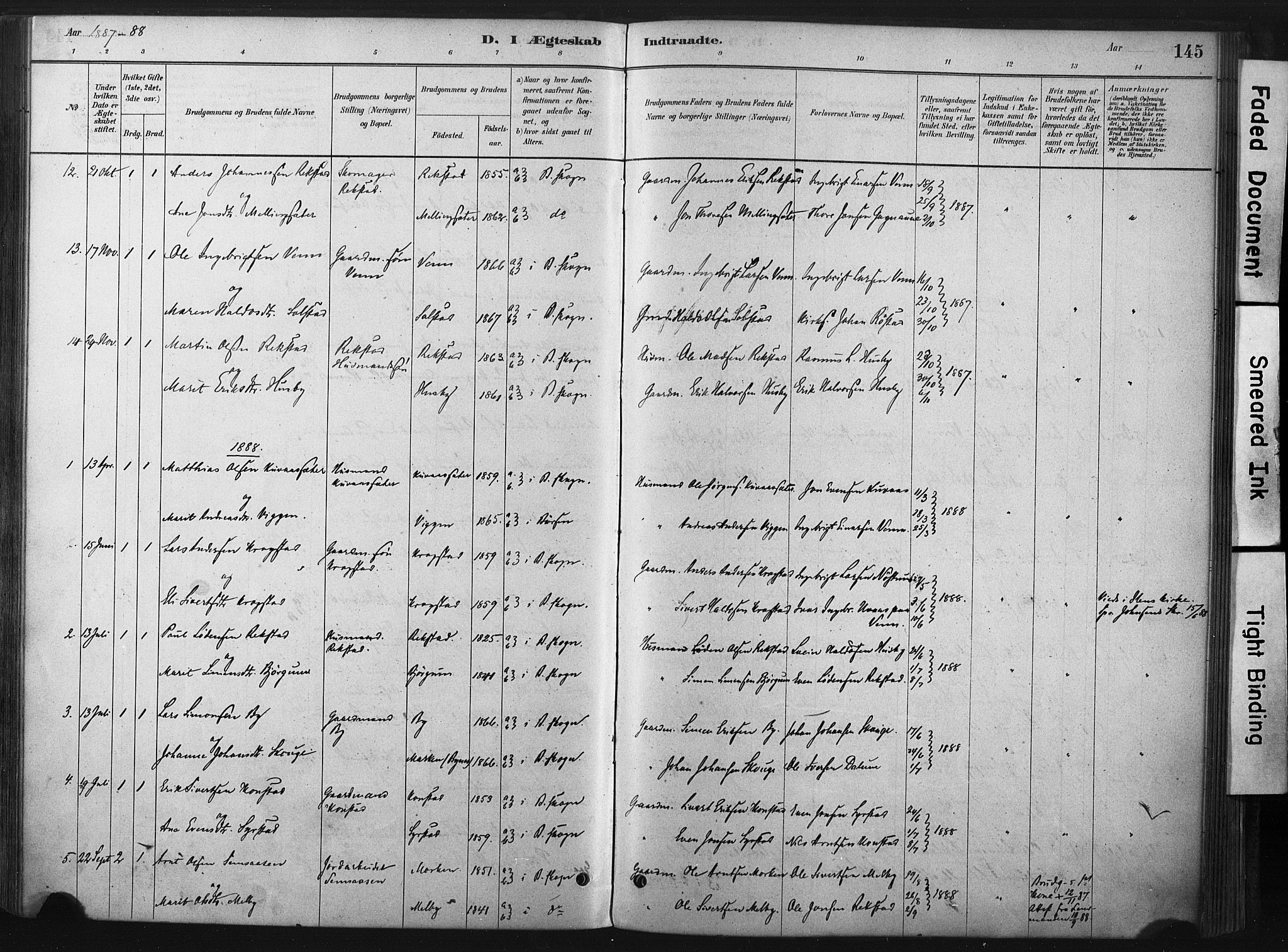 Ministerialprotokoller, klokkerbøker og fødselsregistre - Sør-Trøndelag, SAT/A-1456/667/L0795: Ministerialbok nr. 667A03, 1879-1907, s. 145