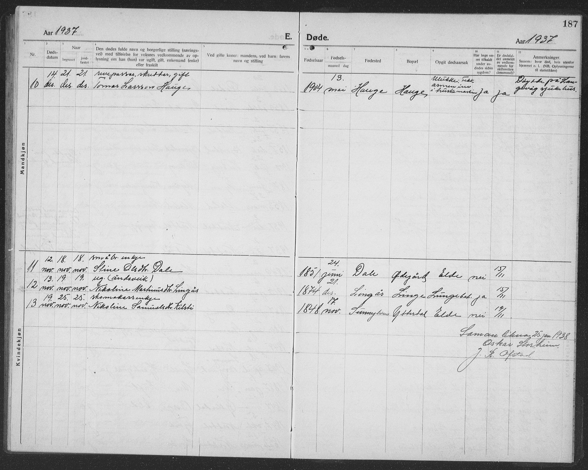 Ministerialprotokoller, klokkerbøker og fødselsregistre - Møre og Romsdal, AV/SAT-A-1454/519/L0266: Klokkerbok nr. 519C07, 1921-1939, s. 187