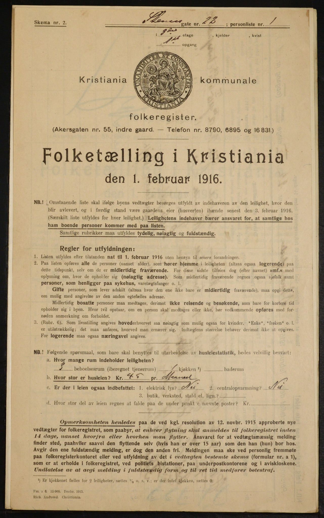 OBA, Kommunal folketelling 1.2.1916 for Kristiania, 1916, s. 104191