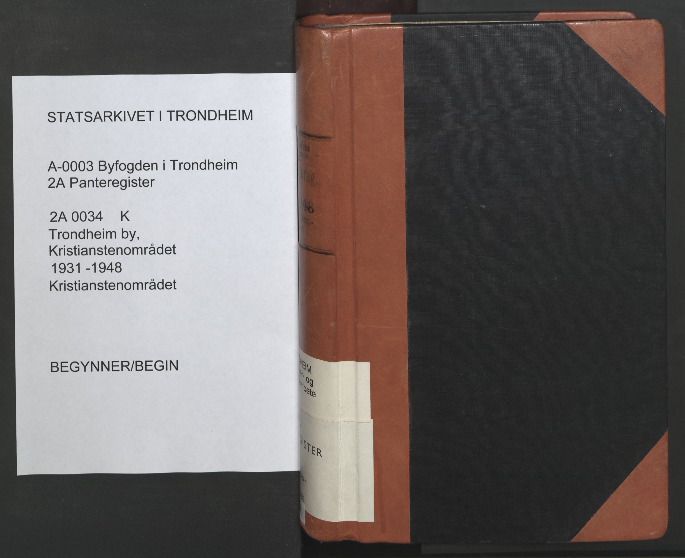 Trondheim byfogd, SAT/A-0003/1/2/2A/L0034: Panteregister nr. K / 2A 34, 1931-1948