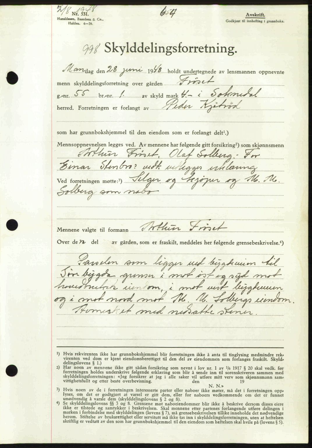 Gauldal sorenskriveri, SAT/A-0014/1/2/2C: Pantebok nr. A6, 1948-1948, Dagboknr: 998/1948
