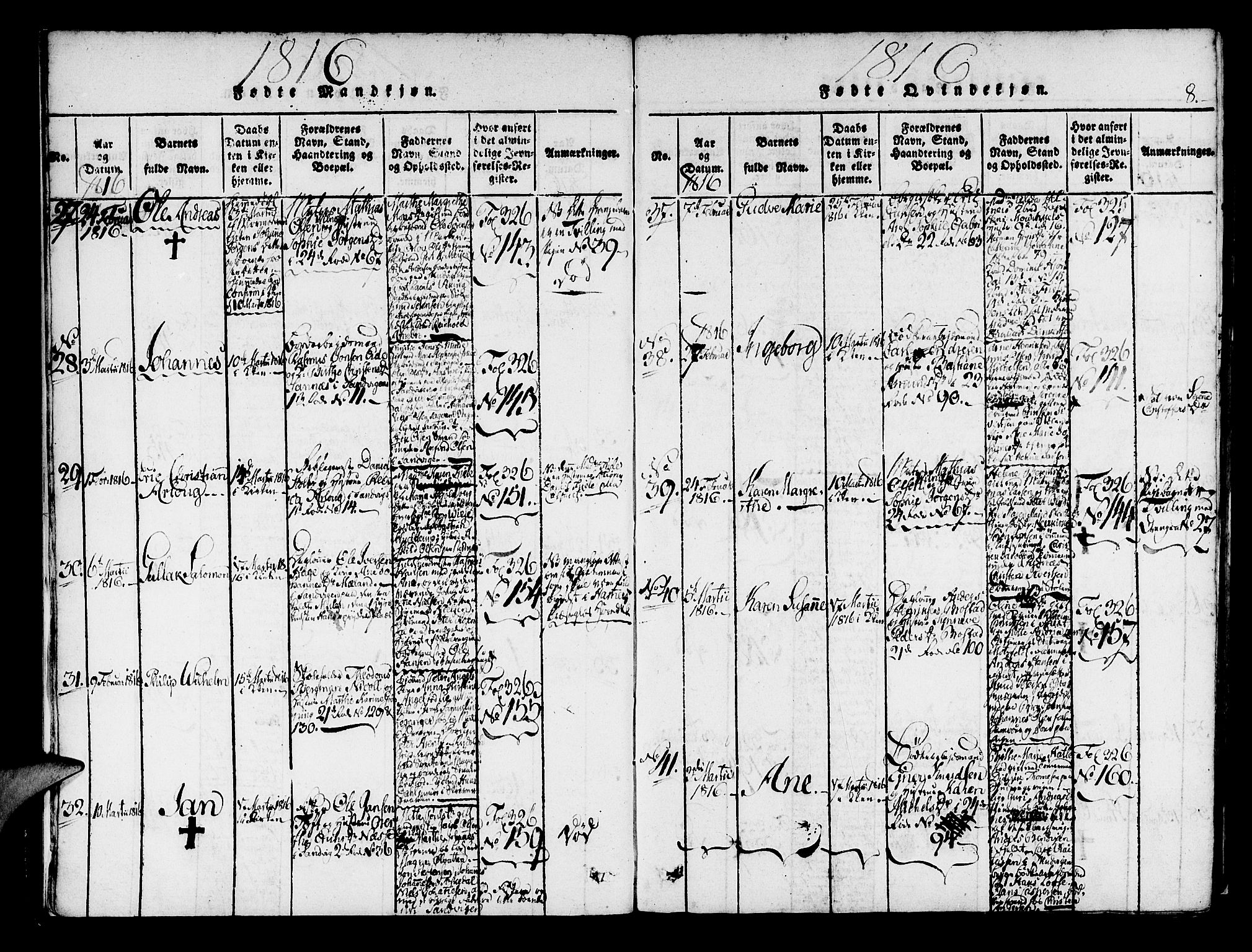 Korskirken sokneprestembete, AV/SAB-A-76101/H/Haa/L0013: Ministerialbok nr. A 13, 1815-1822, s. 8