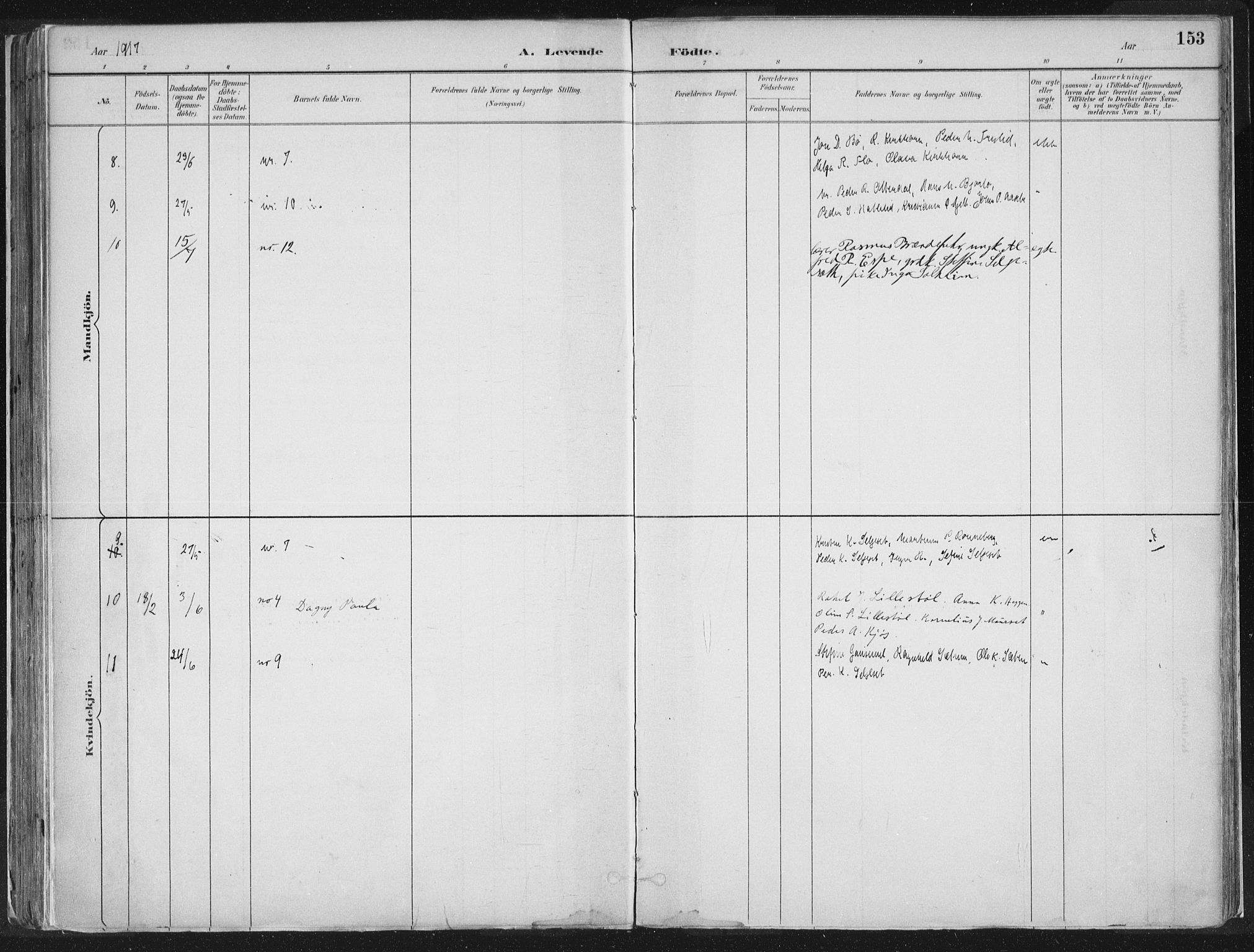 Hornindal sokneprestembete, AV/SAB-A-82401/H/Haa/Haaa/L0003/0001: Ministerialbok nr. A 3A, 1887-1917, s. 153