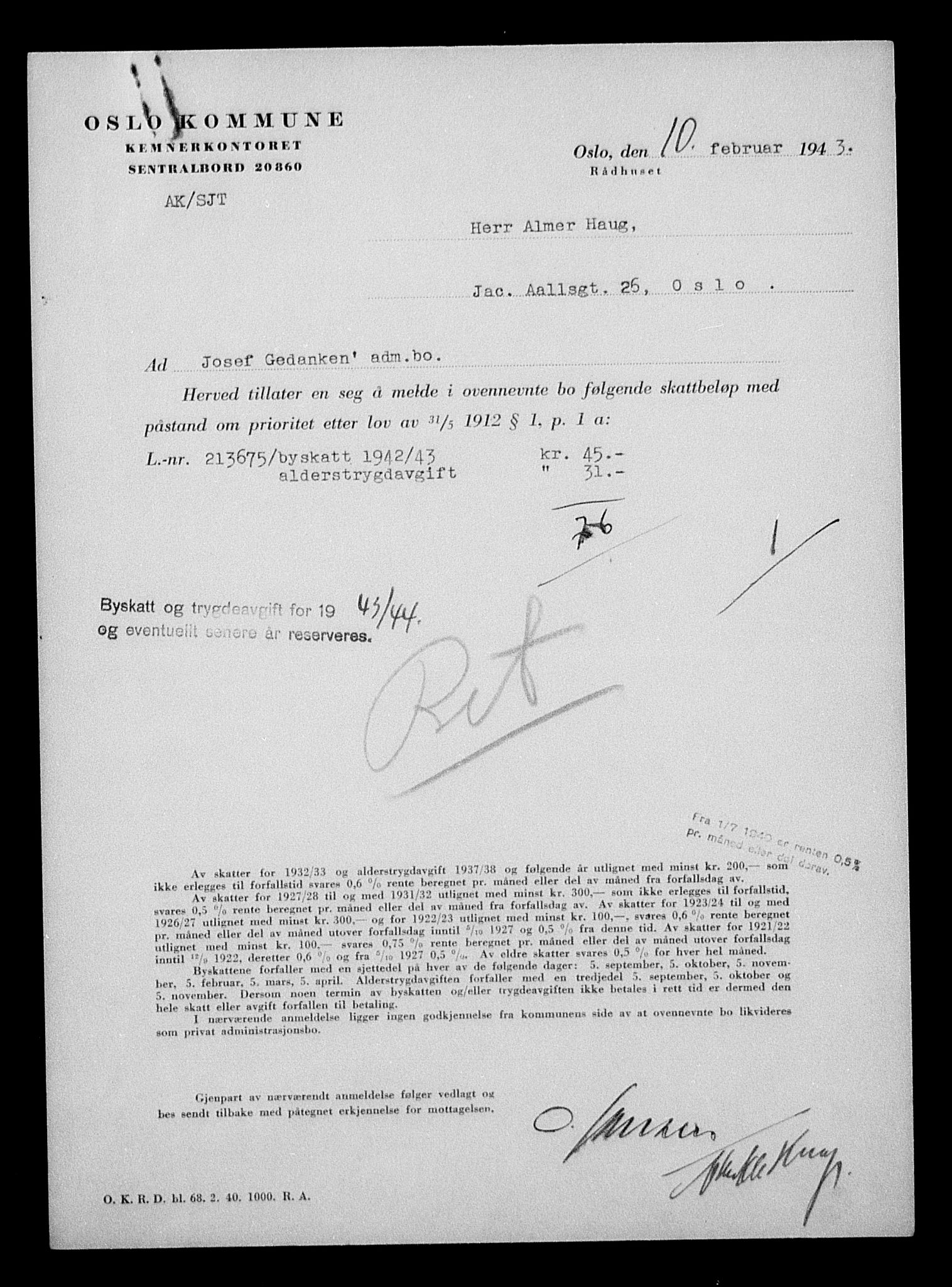 Justisdepartementet, Tilbakeføringskontoret for inndratte formuer, RA/S-1564/H/Hc/Hcc/L0937: --, 1945-1947, s. 231