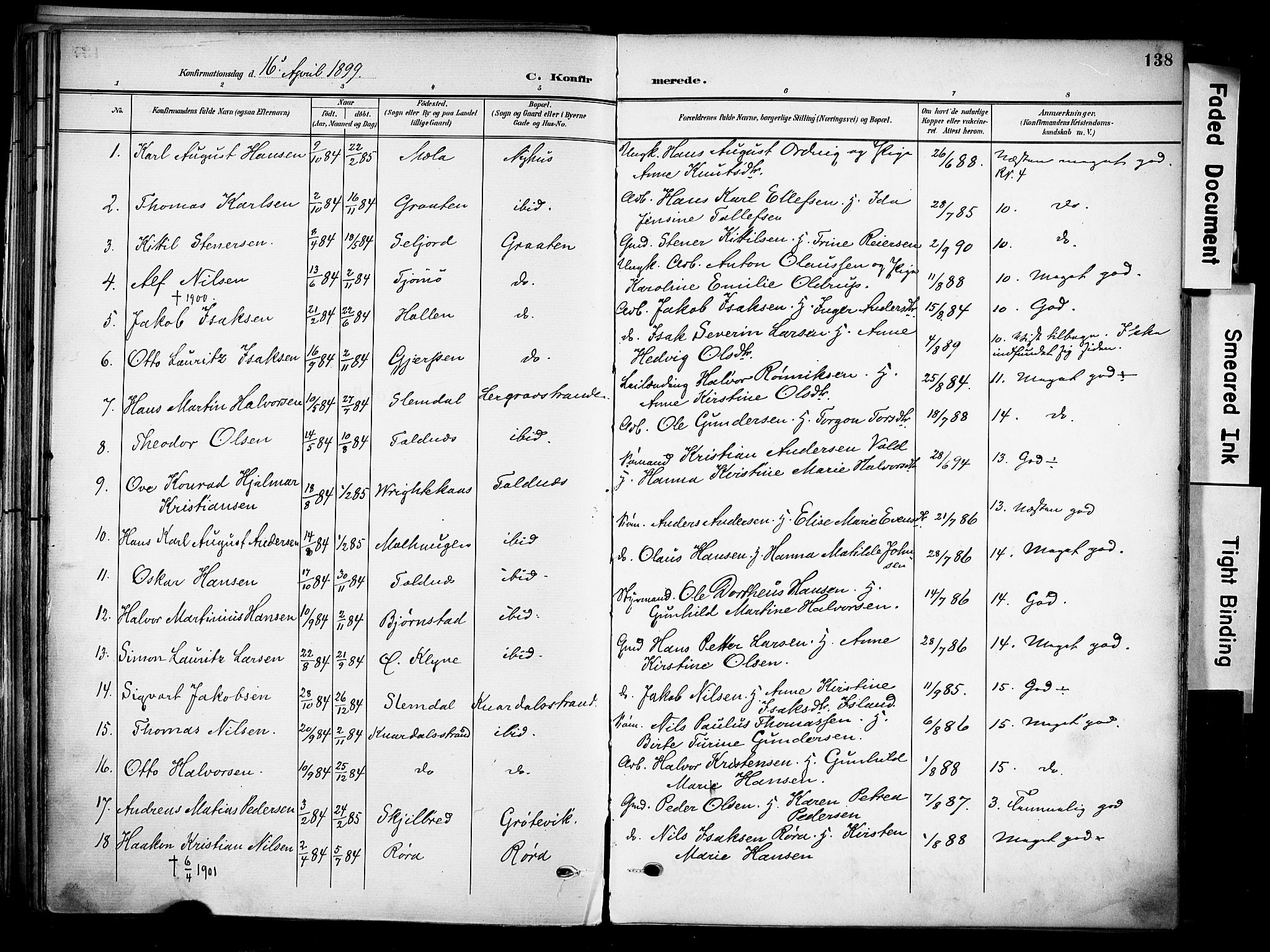 Solum kirkebøker, AV/SAKO-A-306/F/Fa/L0011: Ministerialbok nr. I 11, 1898-1909, s. 138