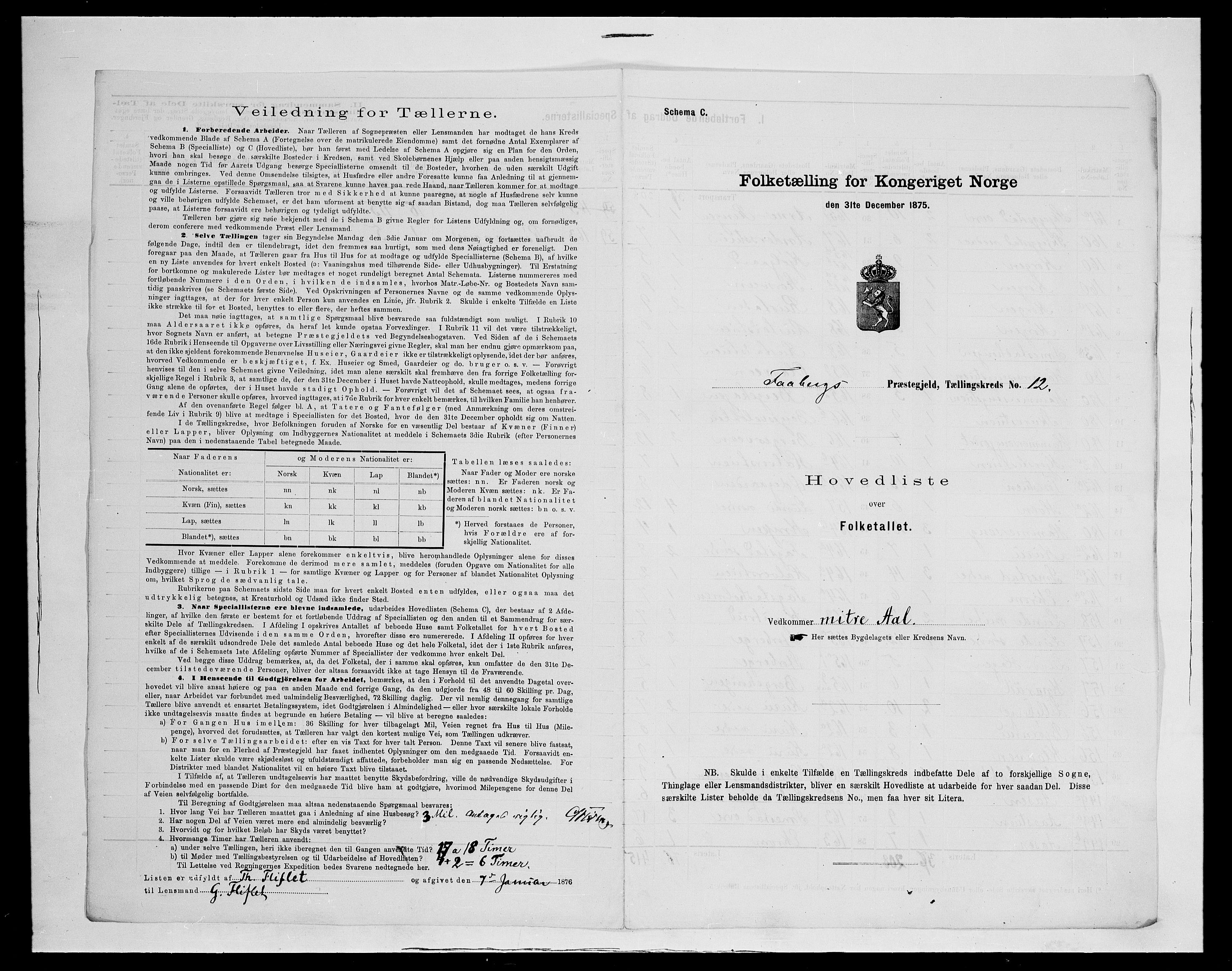 SAH, Folketelling 1875 for 0524L Fåberg prestegjeld, Fåberg sokn og Lillehammer landsokn, 1875, s. 44