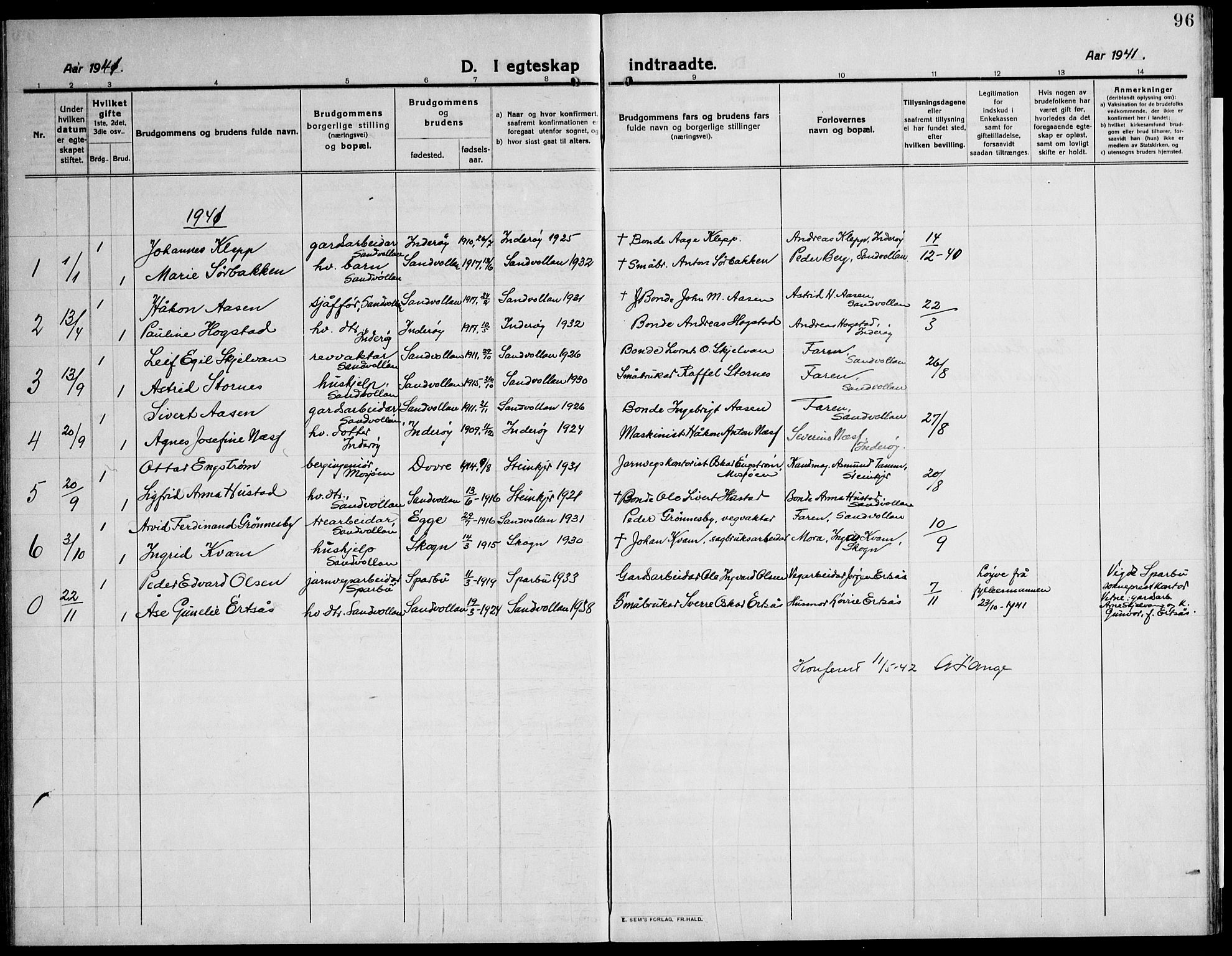 Ministerialprotokoller, klokkerbøker og fødselsregistre - Nord-Trøndelag, SAT/A-1458/732/L0319: Klokkerbok nr. 732C03, 1911-1945, s. 96