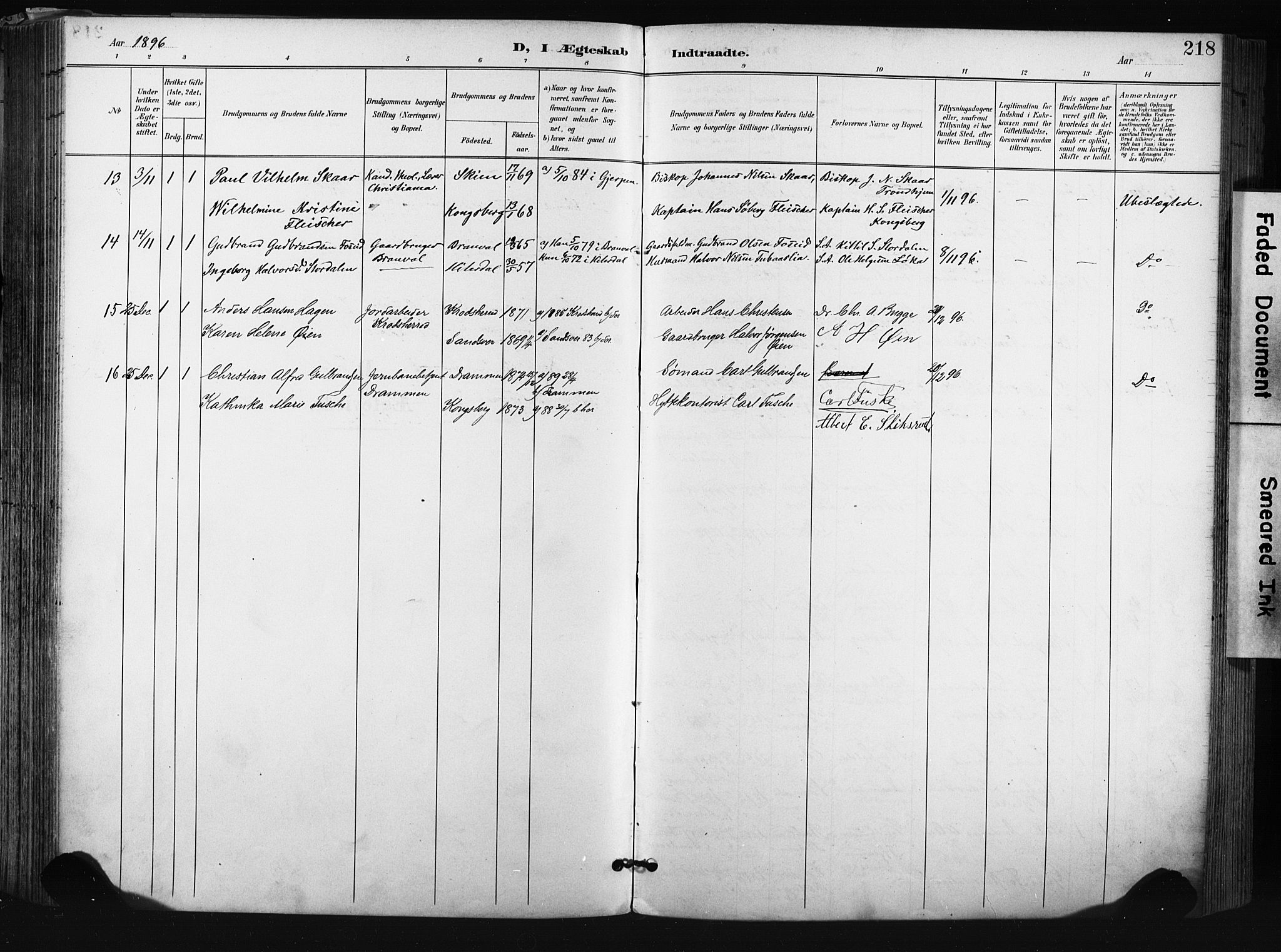 Kongsberg kirkebøker, AV/SAKO-A-22/F/Fb/L0003: Ministerialbok nr. II 3, 1896-1905, s. 218