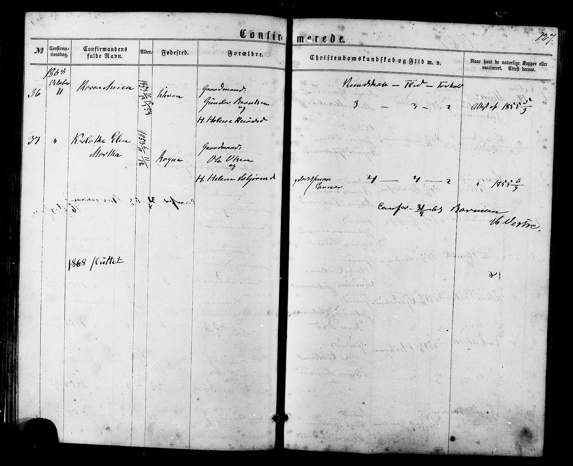 Ministerialprotokoller, klokkerbøker og fødselsregistre - Møre og Romsdal, SAT/A-1454/536/L0498: Ministerialbok nr. 536A07, 1862-1875, s. 127
