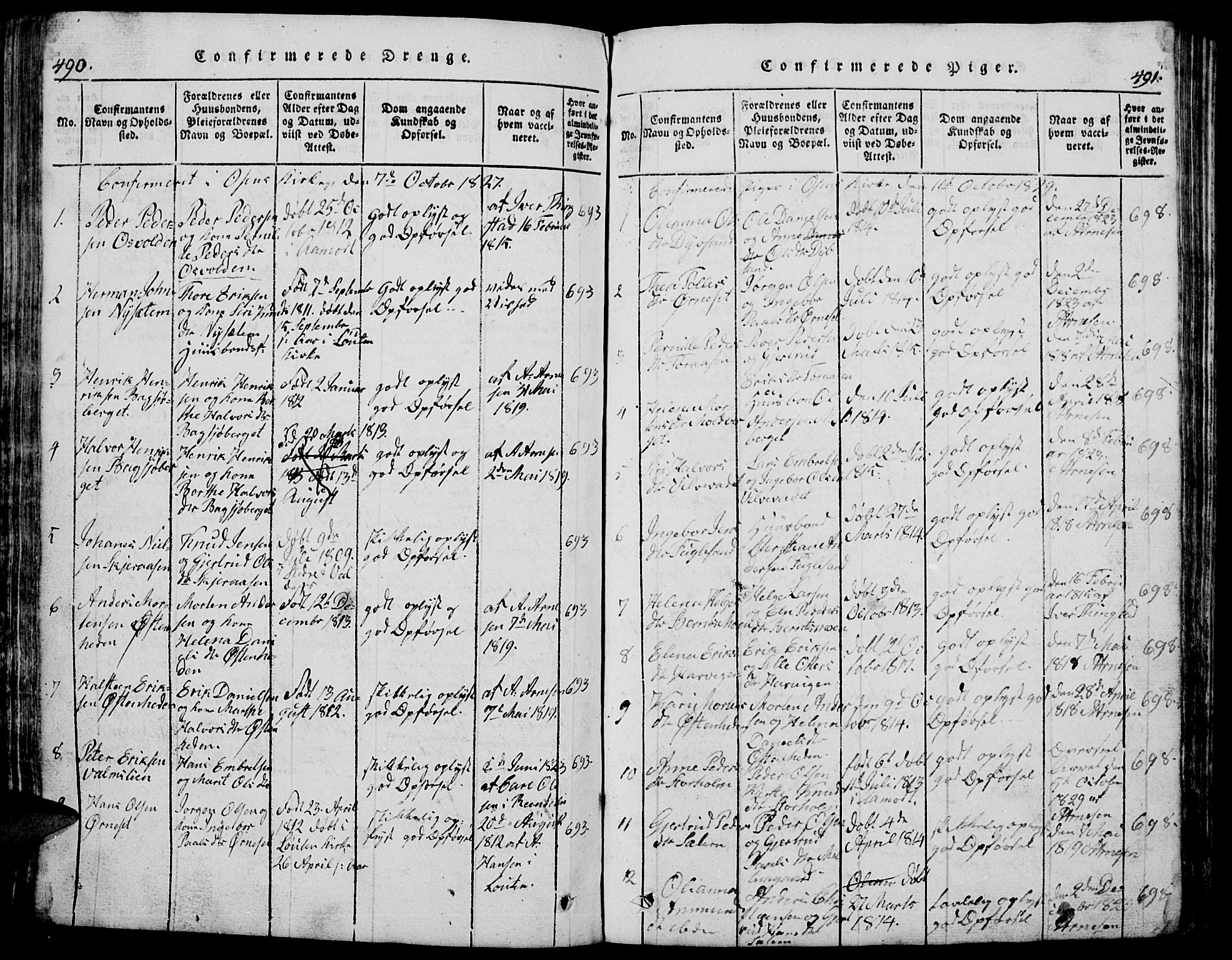 Trysil prestekontor, AV/SAH-PREST-046/H/Ha/Hab/L0005: Klokkerbok nr. 5, 1814-1877, s. 490-491