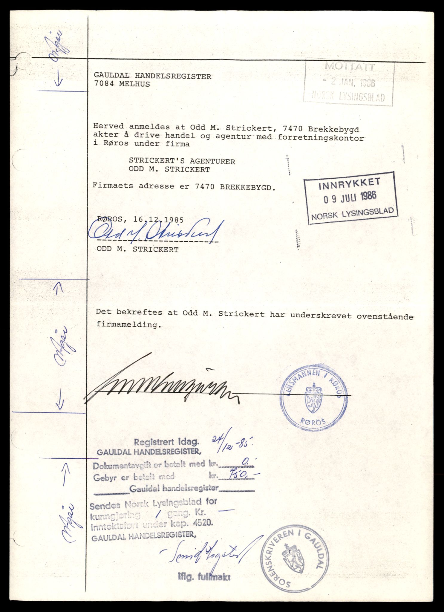 Gauldal sorenskriveri, AV/SAT-A-0014/2/J/Jd/Jde/L0010: Bilag, 100-130, 1985, s. 3