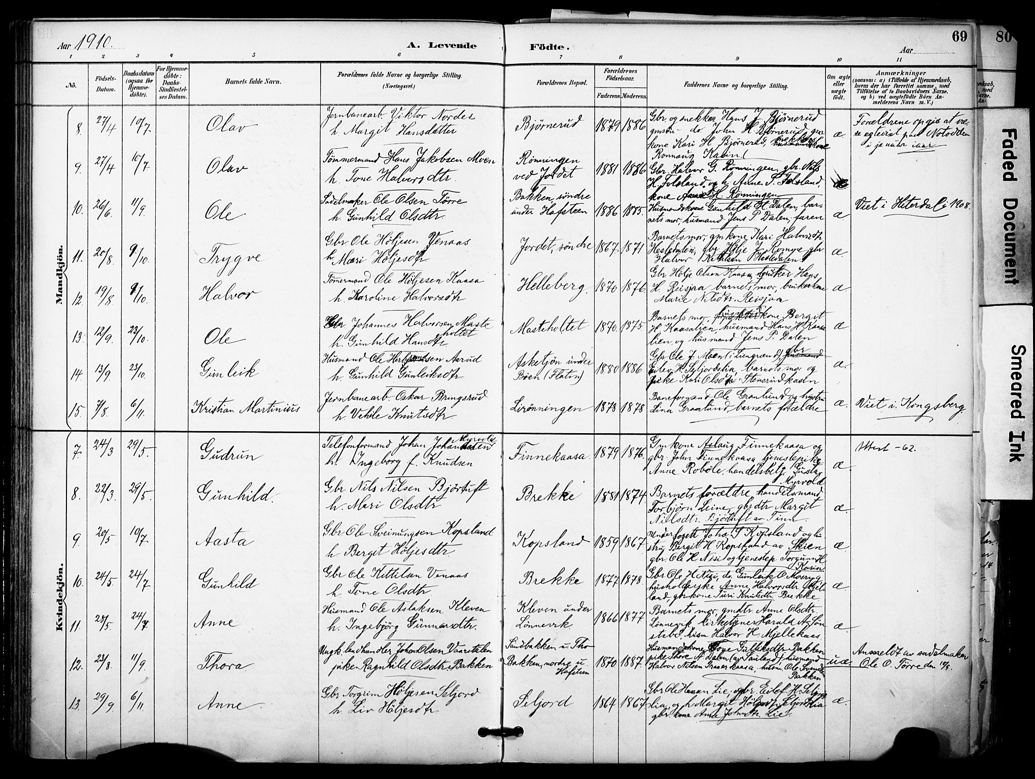 Gransherad kirkebøker, AV/SAKO-A-267/F/Fa/L0005: Ministerialbok nr. I 5, 1887-1916, s. 69