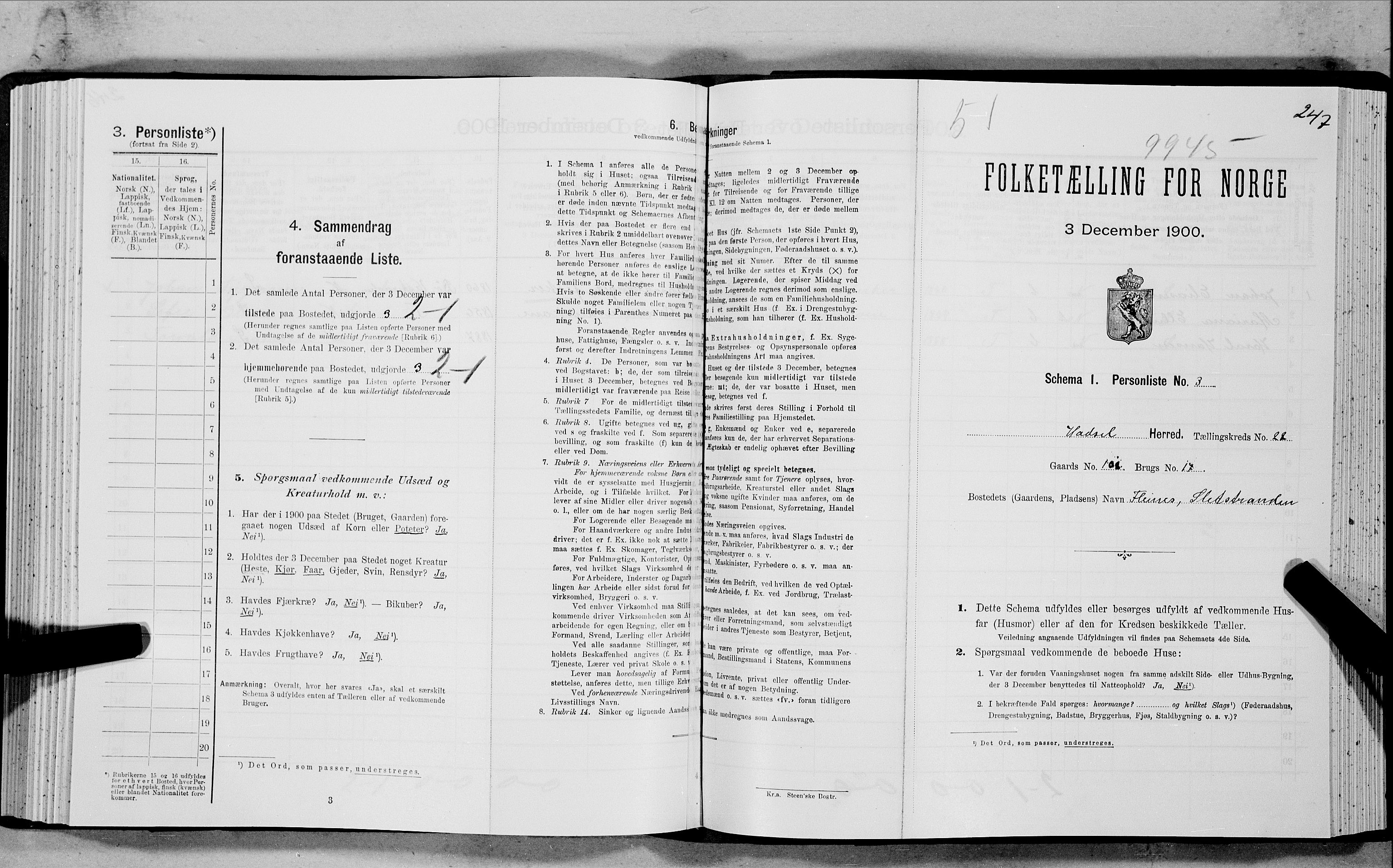 SAT, Folketelling 1900 for 1866 Hadsel herred, 1900, s. 2142