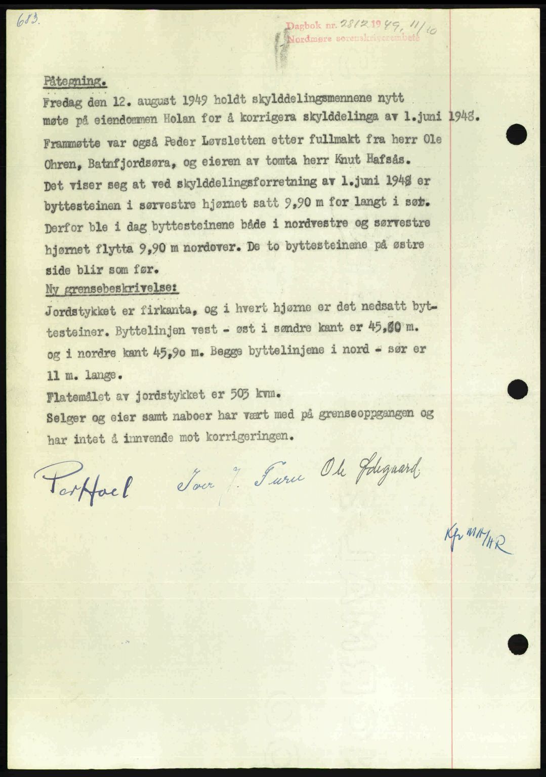 Nordmøre sorenskriveri, SAT/A-4132/1/2/2Ca: Pantebok nr. A112, 1949-1949, Dagboknr: 2812/1949
