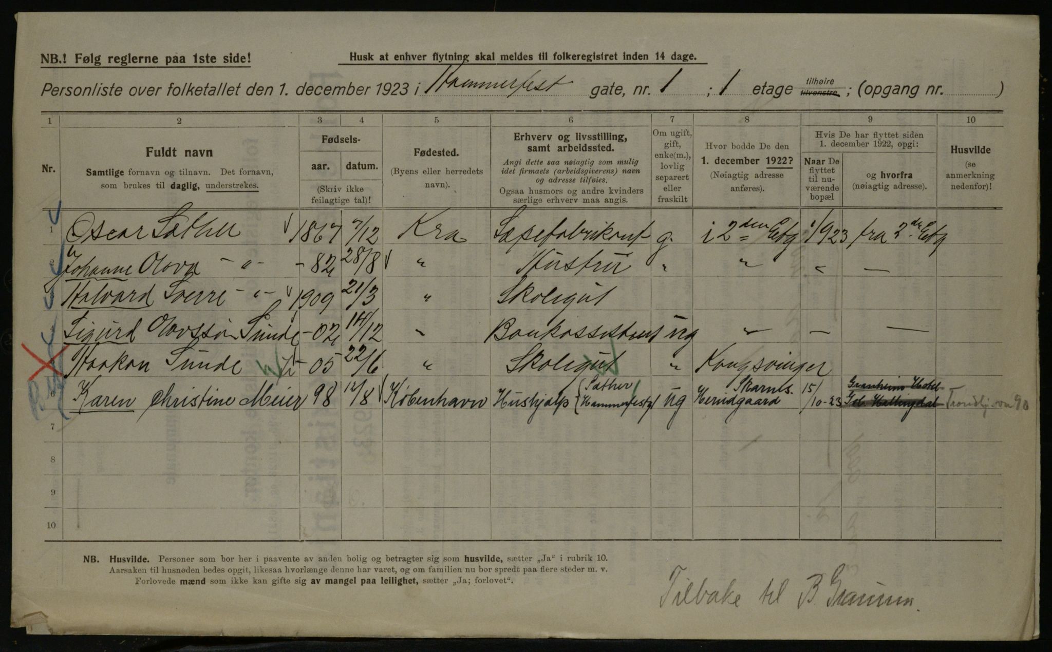 OBA, Kommunal folketelling 1.12.1923 for Kristiania, 1923, s. 38323