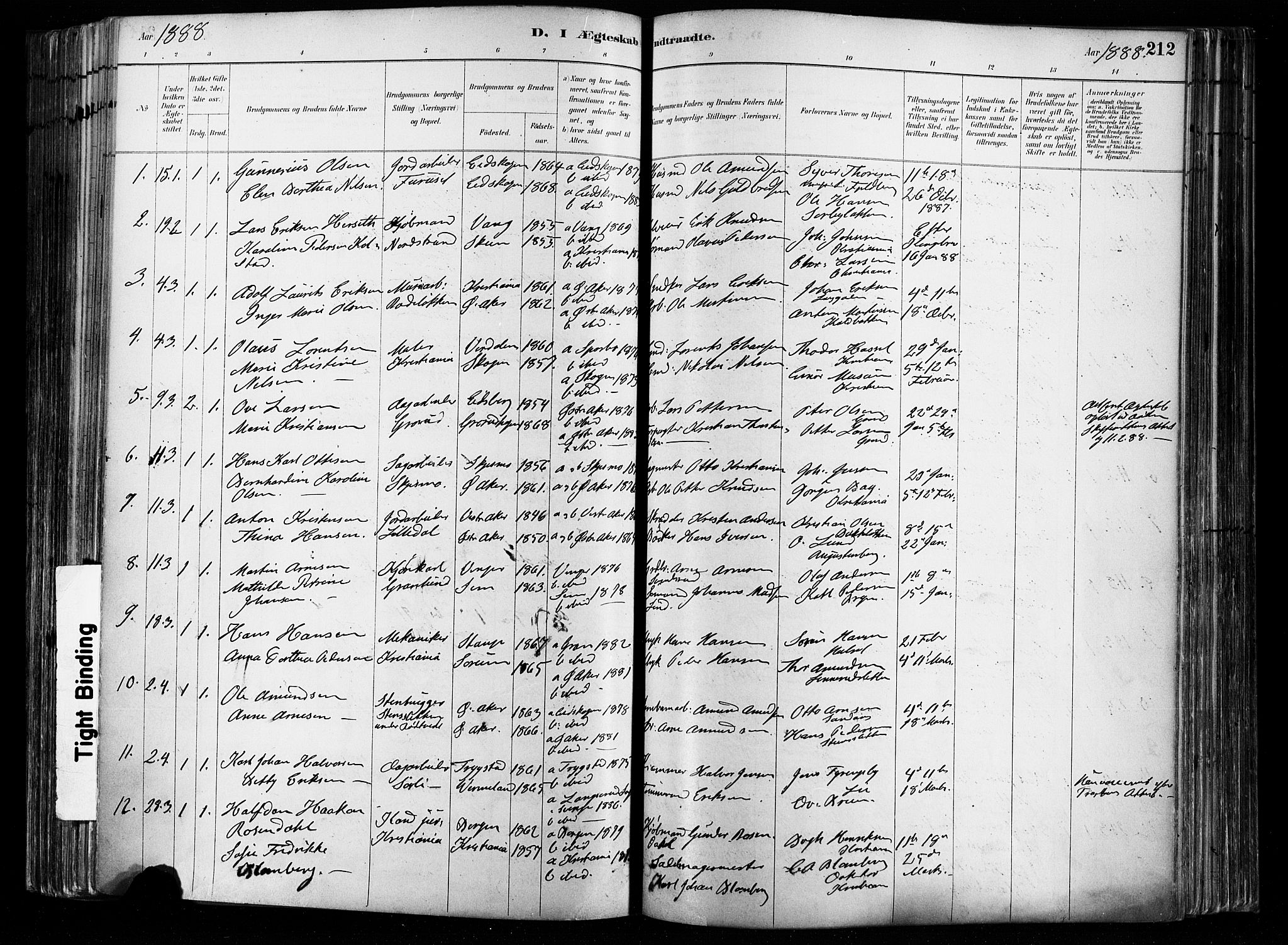 Østre Aker prestekontor Kirkebøker, AV/SAO-A-10840/F/Fa/L0008: Ministerialbok nr. I 8, 1883-1894, s. 212