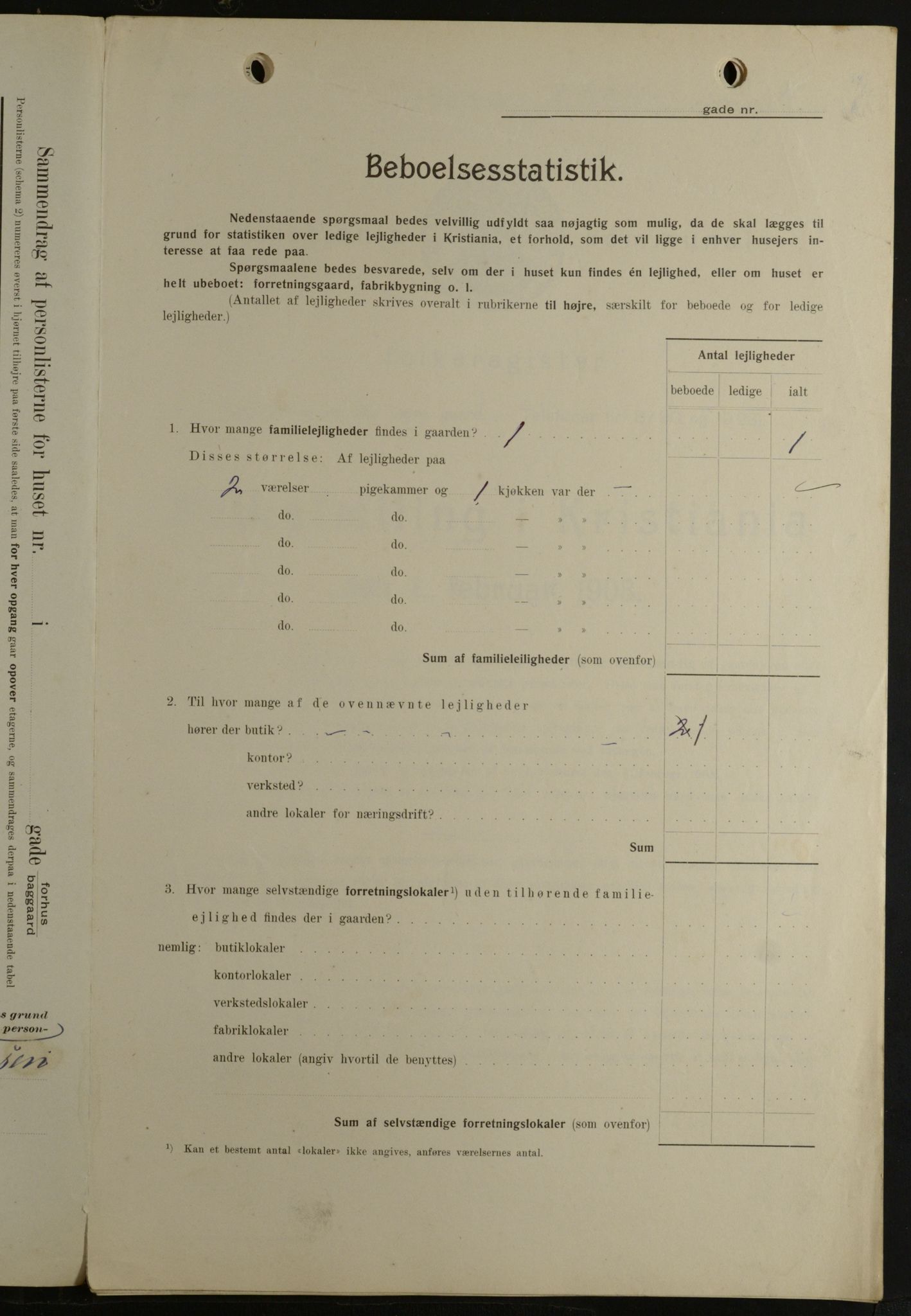 OBA, Kommunal folketelling 1.2.1908 for Kristiania kjøpstad, 1908, s. 18520