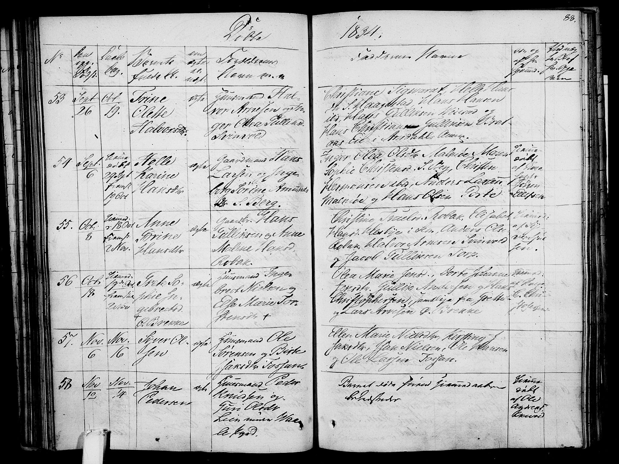 Våle kirkebøker, AV/SAKO-A-334/F/Fa/L0008: Ministerialbok nr. I 8, 1824-1844, s. 88