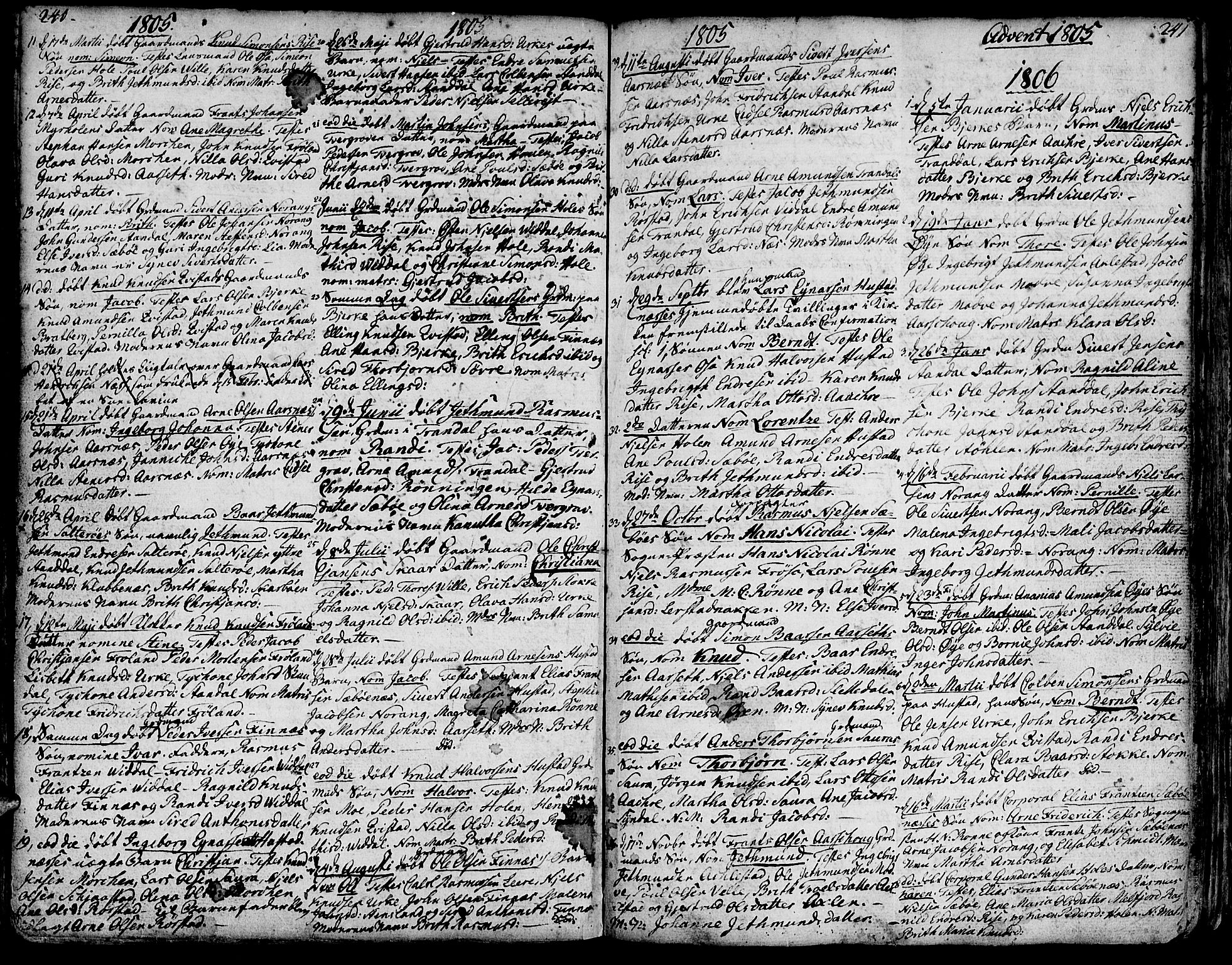 Ministerialprotokoller, klokkerbøker og fødselsregistre - Møre og Romsdal, AV/SAT-A-1454/515/L0206: Ministerialbok nr. 515A02, 1765-1818, s. 240-241
