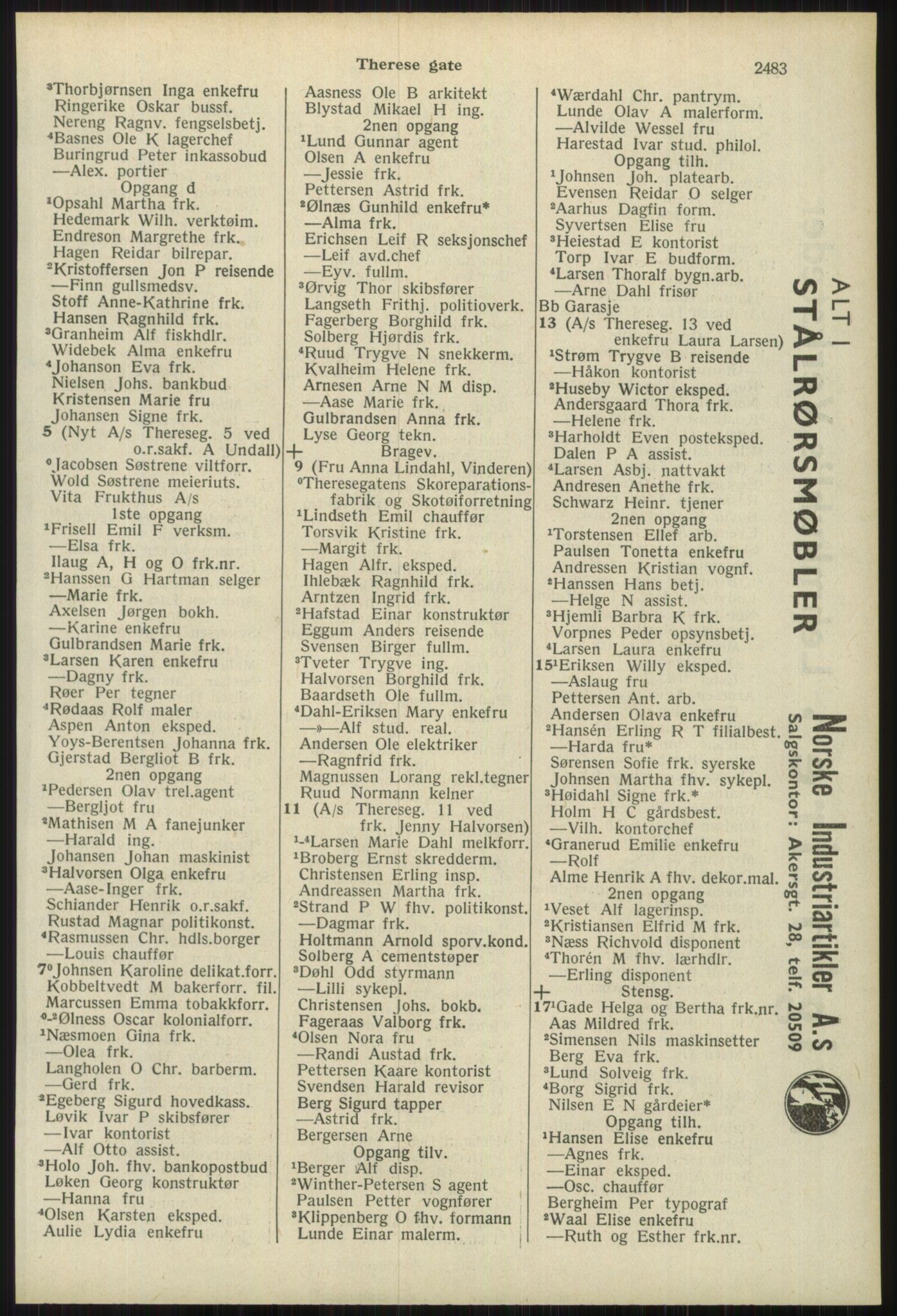 Kristiania/Oslo adressebok, PUBL/-, 1939, s. 2483