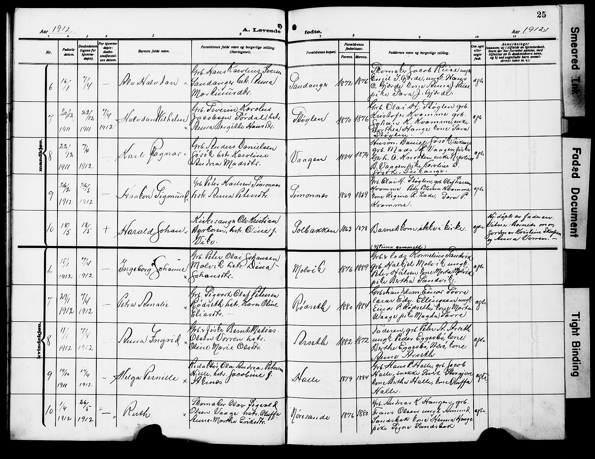 Ministerialprotokoller, klokkerbøker og fødselsregistre - Møre og Romsdal, AV/SAT-A-1454/503/L0050: Klokkerbok nr. 503C05, 1909-1922, s. 25