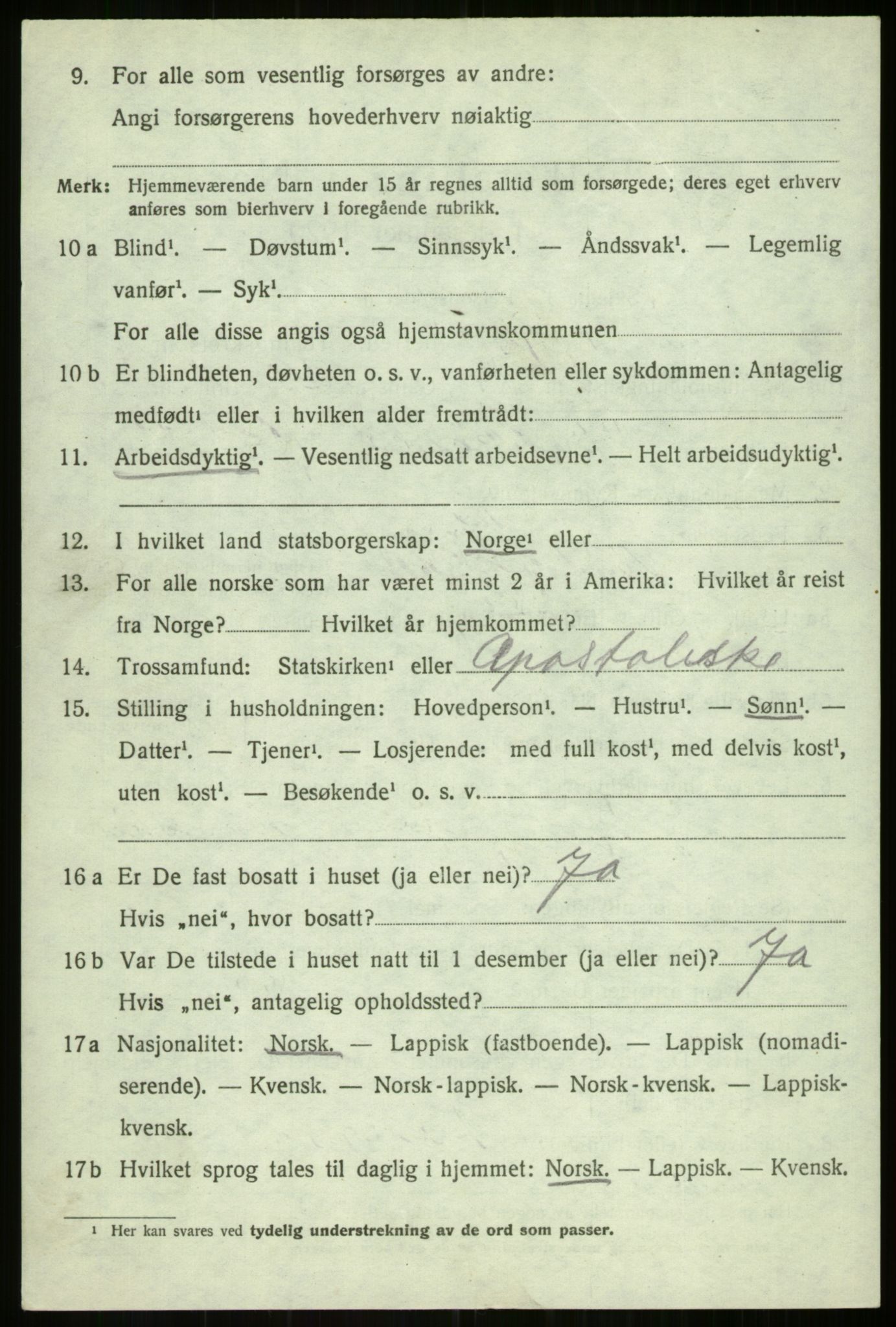 SATØ, Folketelling 1920 for 1933 Balsfjord herred, 1920, s. 3873