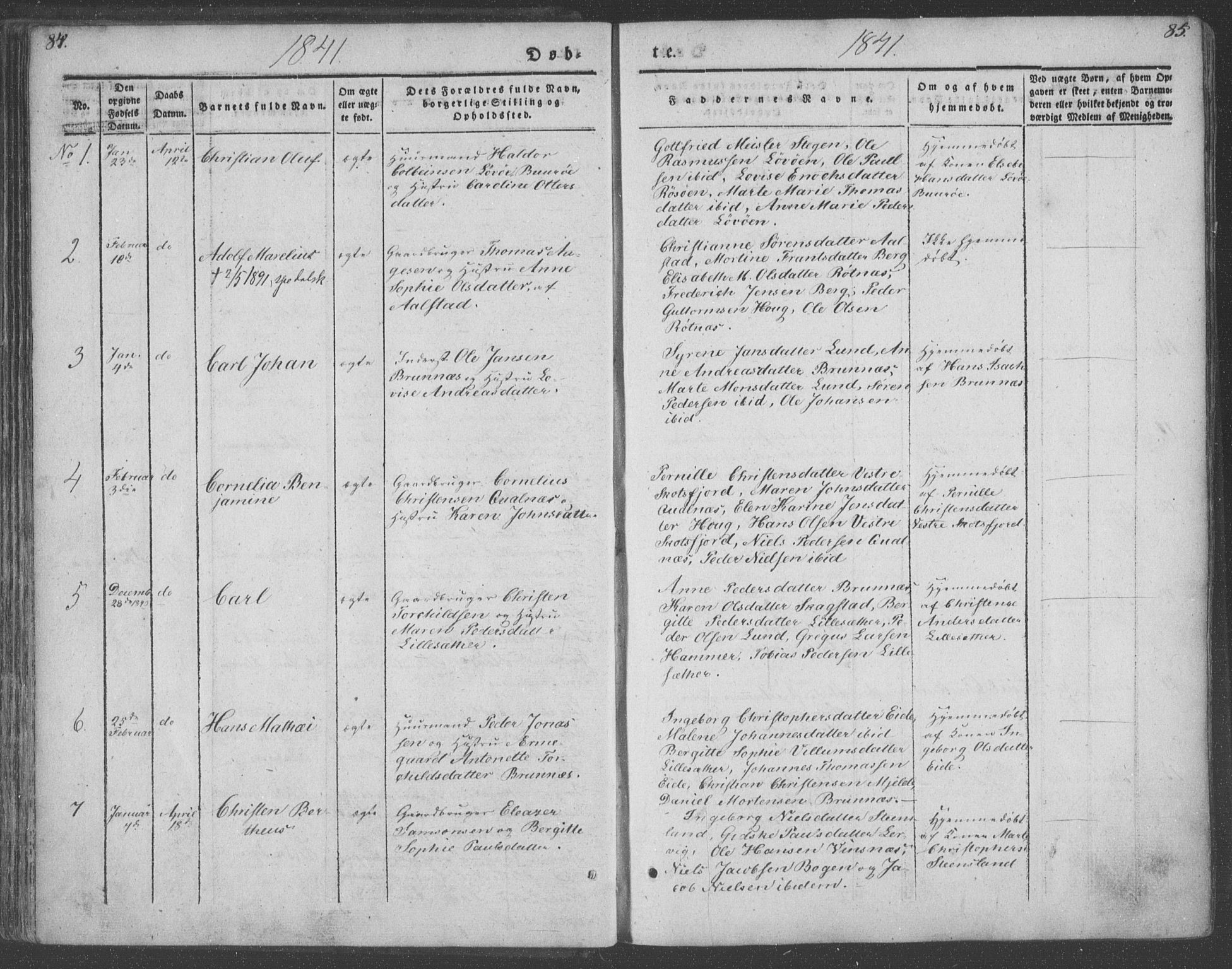 Ministerialprotokoller, klokkerbøker og fødselsregistre - Nordland, SAT/A-1459/855/L0799: Ministerialbok nr. 855A07, 1834-1852, s. 84-85