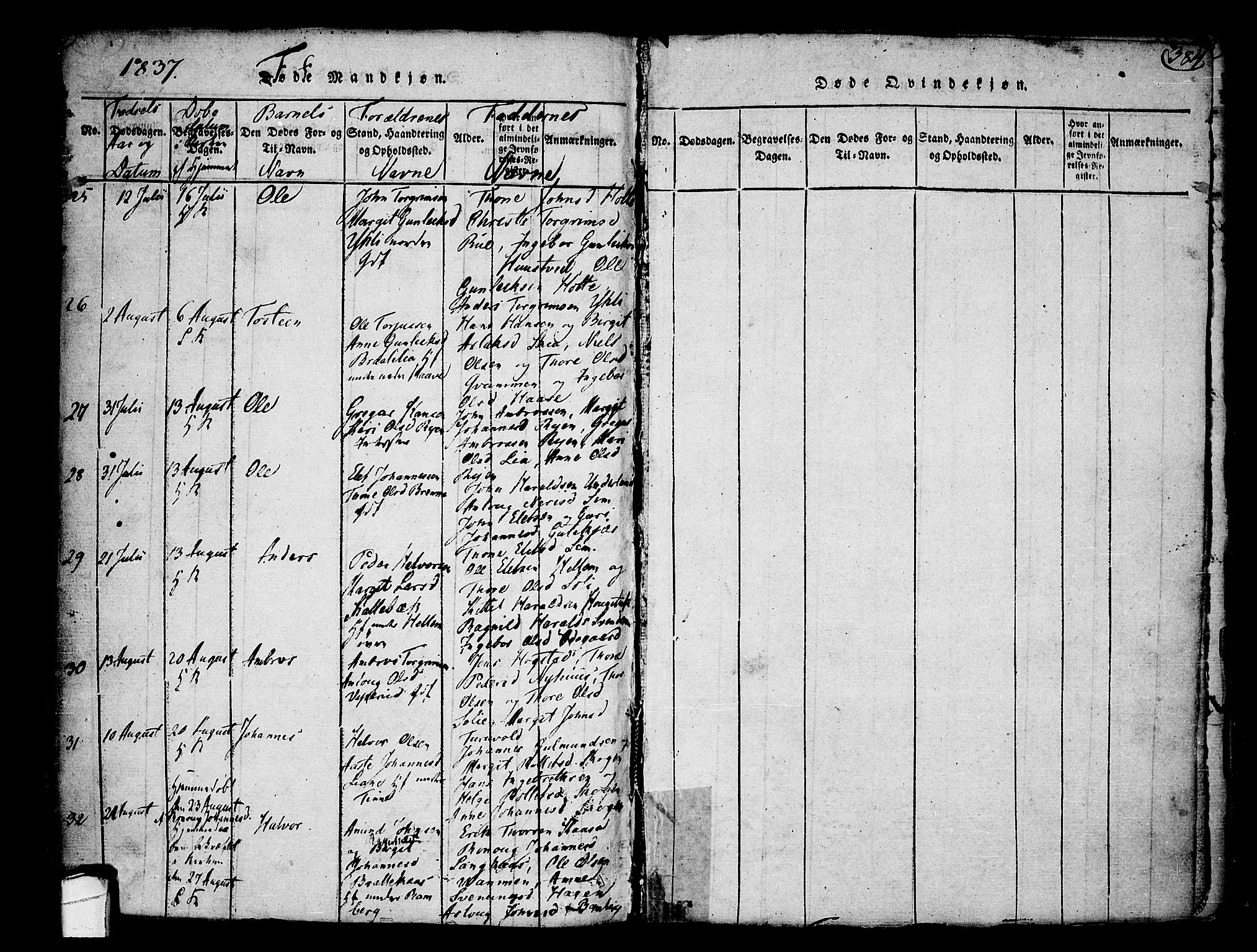 Heddal kirkebøker, AV/SAKO-A-268/F/Fa/L0005: Ministerialbok nr. I 5, 1814-1837, s. 383-384