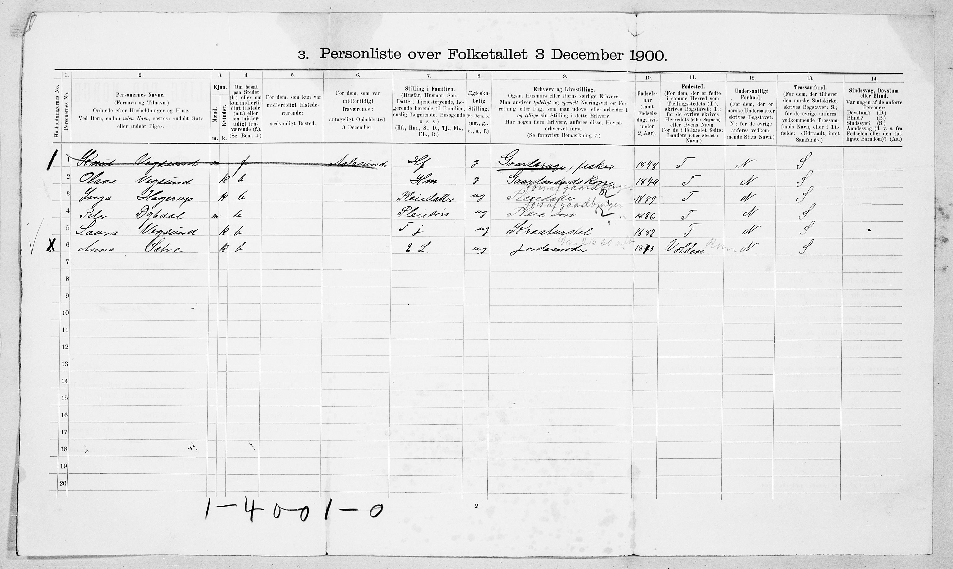 SAT, Folketelling 1900 for 1531 Borgund herred, 1900, s. 317