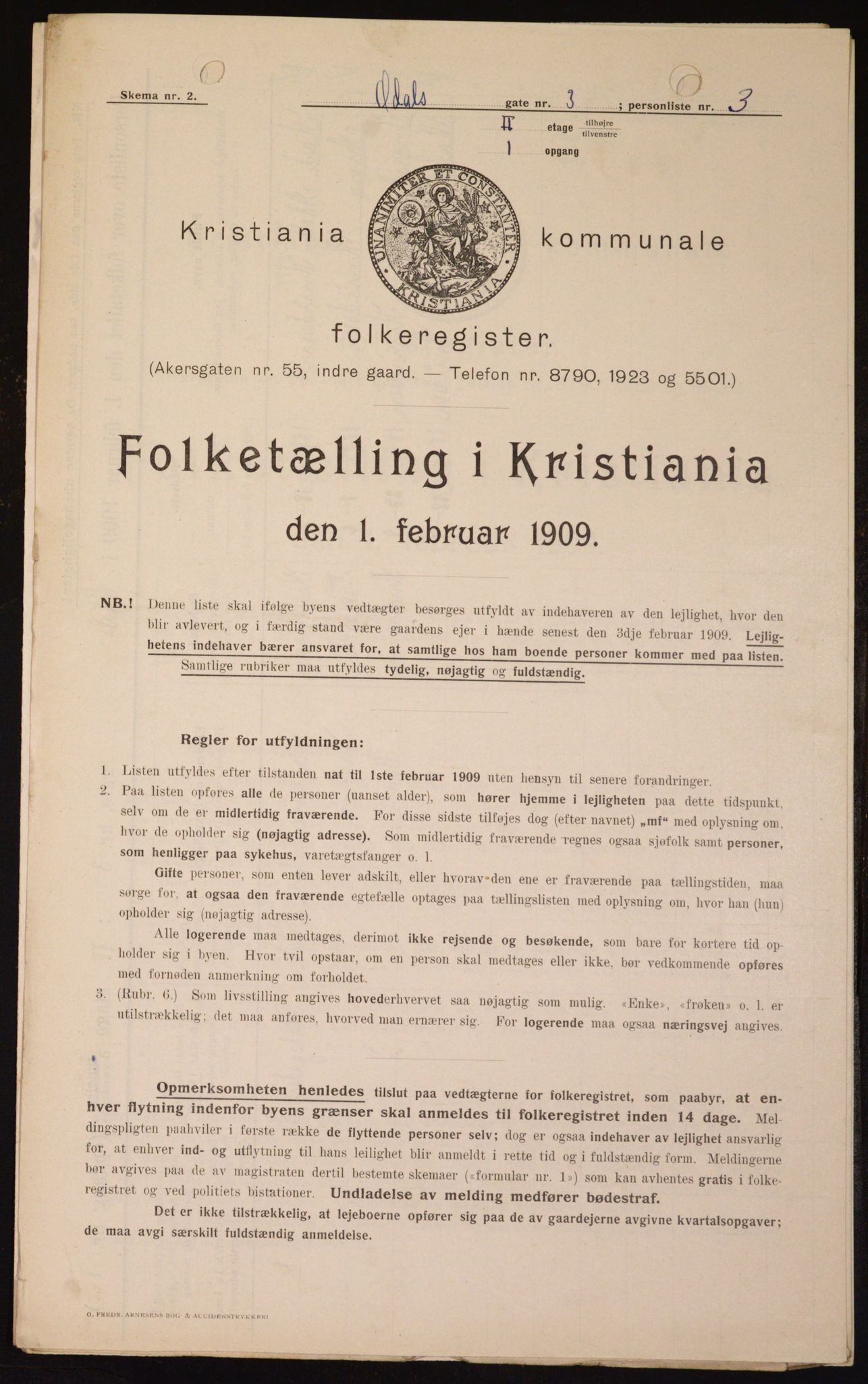 OBA, Kommunal folketelling 1.2.1909 for Kristiania kjøpstad, 1909, s. 67396