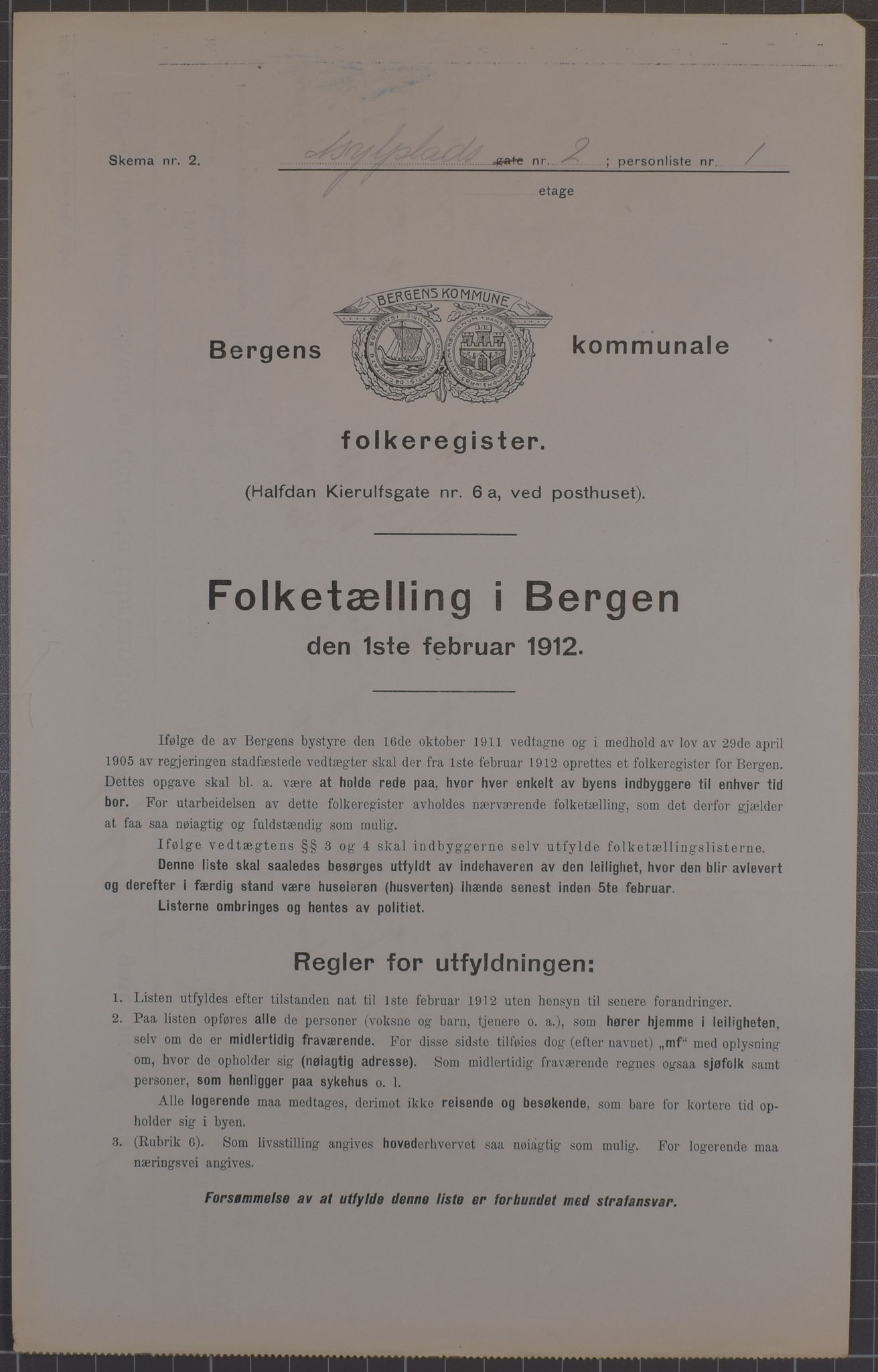 SAB, Kommunal folketelling 1912 for Bergen kjøpstad, 1912, s. 1570