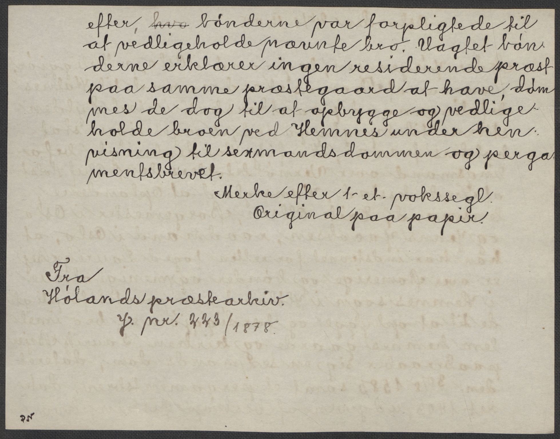 Riksarkivets diplomsamling, RA/EA-5965/F15/L0007: Prestearkiv - Akershus, 1573-1693, s. 200